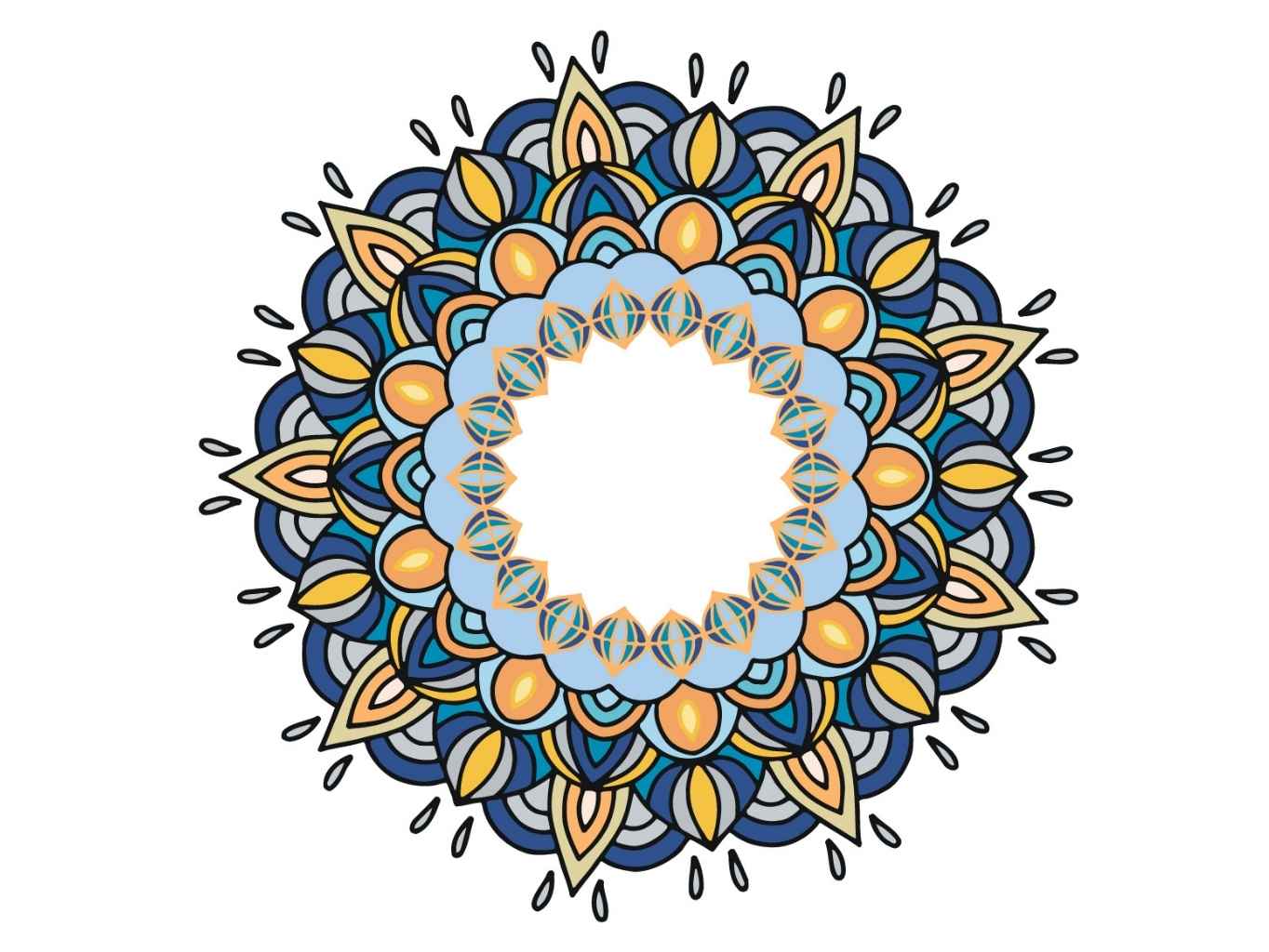 MALUJEŠ Malování podle čísel - MANDALA MODRO-ŽLUTÁ Rozměr: 80x80 cm, Rámování: vypnuté plátno na rám