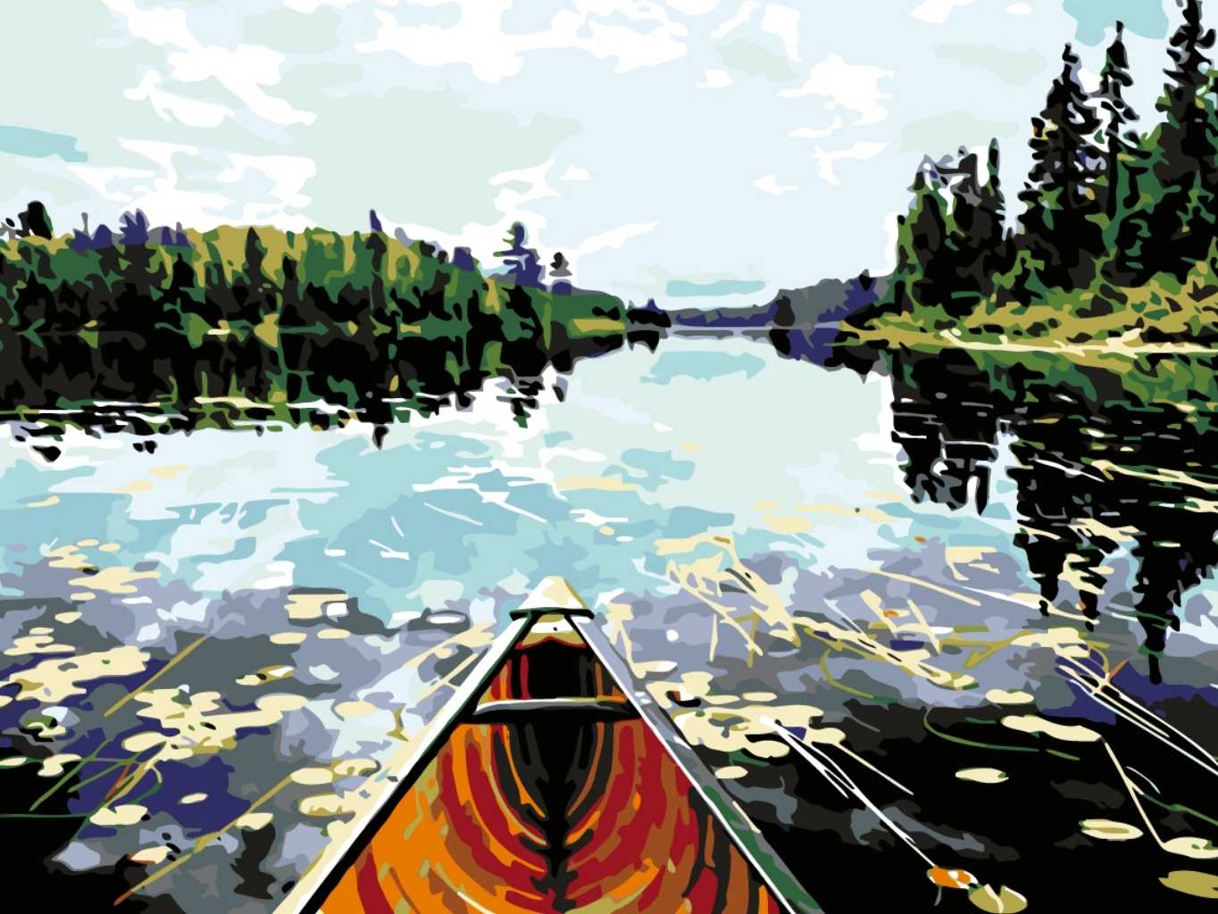 MALUJEŠ Malování podle čísel - PO ŘECE V KÁNOI Rozměr: 60x80 cm, Rámování: bez rámu a bez vypnutí plátna