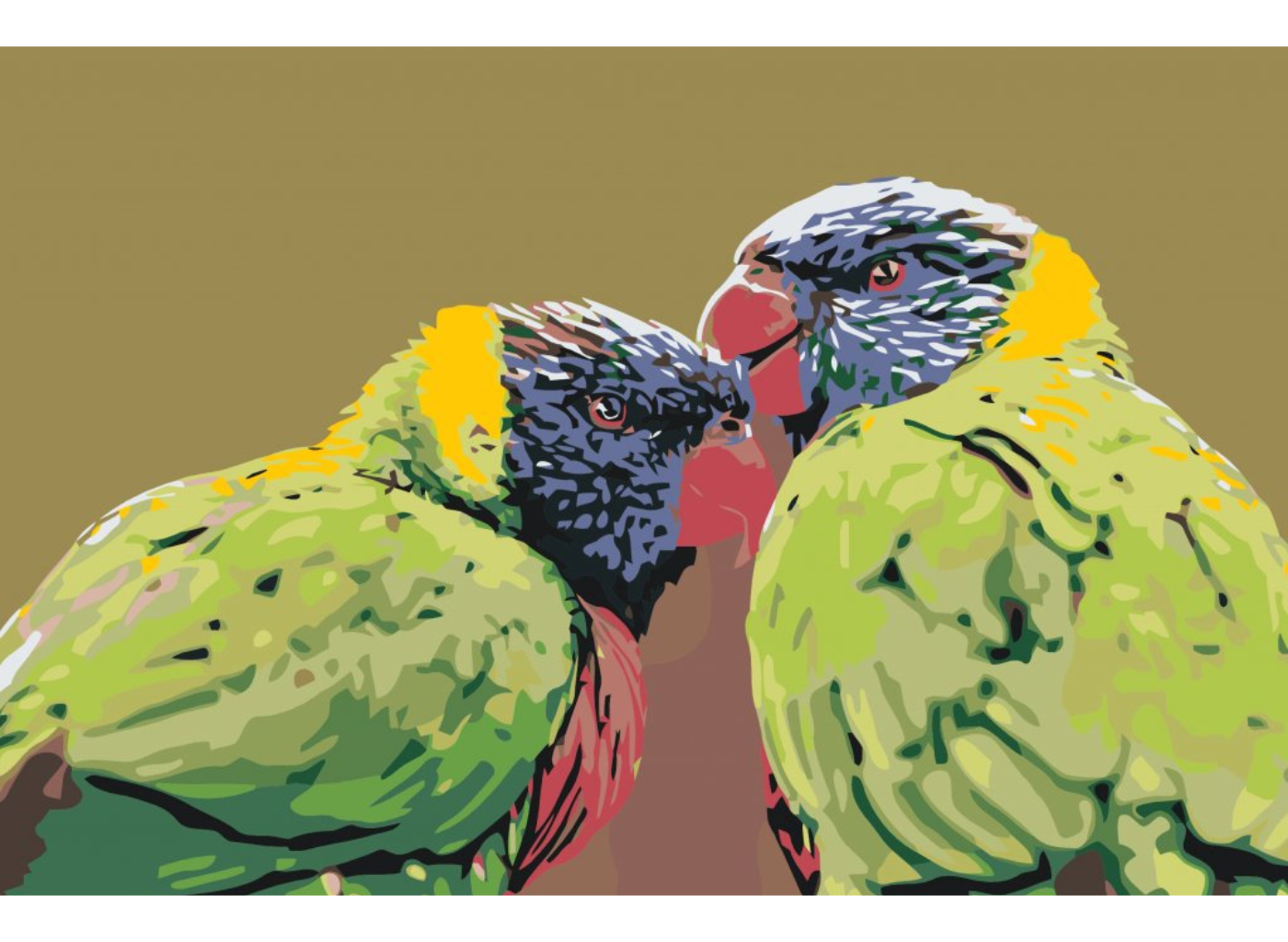 MALUJEŠ Malování podle čísel - PÁREČEK BAREVNÝCH PAPOUŠKŮ Rozměr: 60x80 cm, Rámování: vypnuté plátno na rám