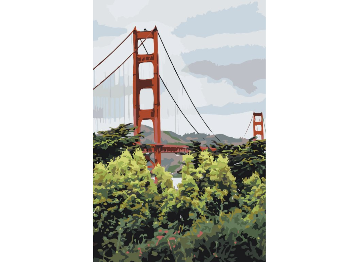 MALUJEŠ Malování podle čísel - SAN FRANCISCO - GOLDEN GATE BRIDGE Rozměr: 40x60 cm, Rámování: bez rámu a bez vypnutí plátna
