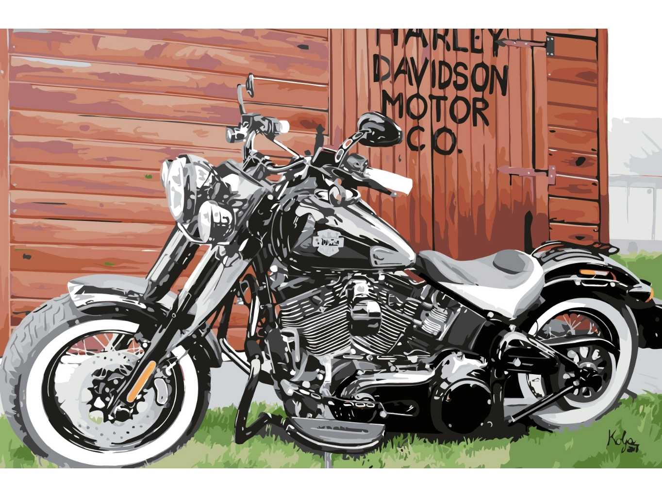 MALUJEŠ Malování podle čísel - KOLJA - HARLEY-DAVIDSON SOFTAIL SLIM Rozměr: 60x80 cm, Rámování: vypnuté plátno na rám