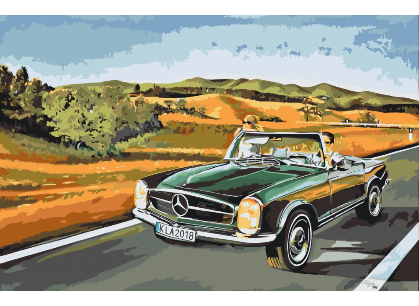 MALUJEŠ Malování podle čísel - KOLJA - MERCEDES PAGODA Rozměr: 80x120 cm, Rámování: bez rámu a bez vypnutí plátna