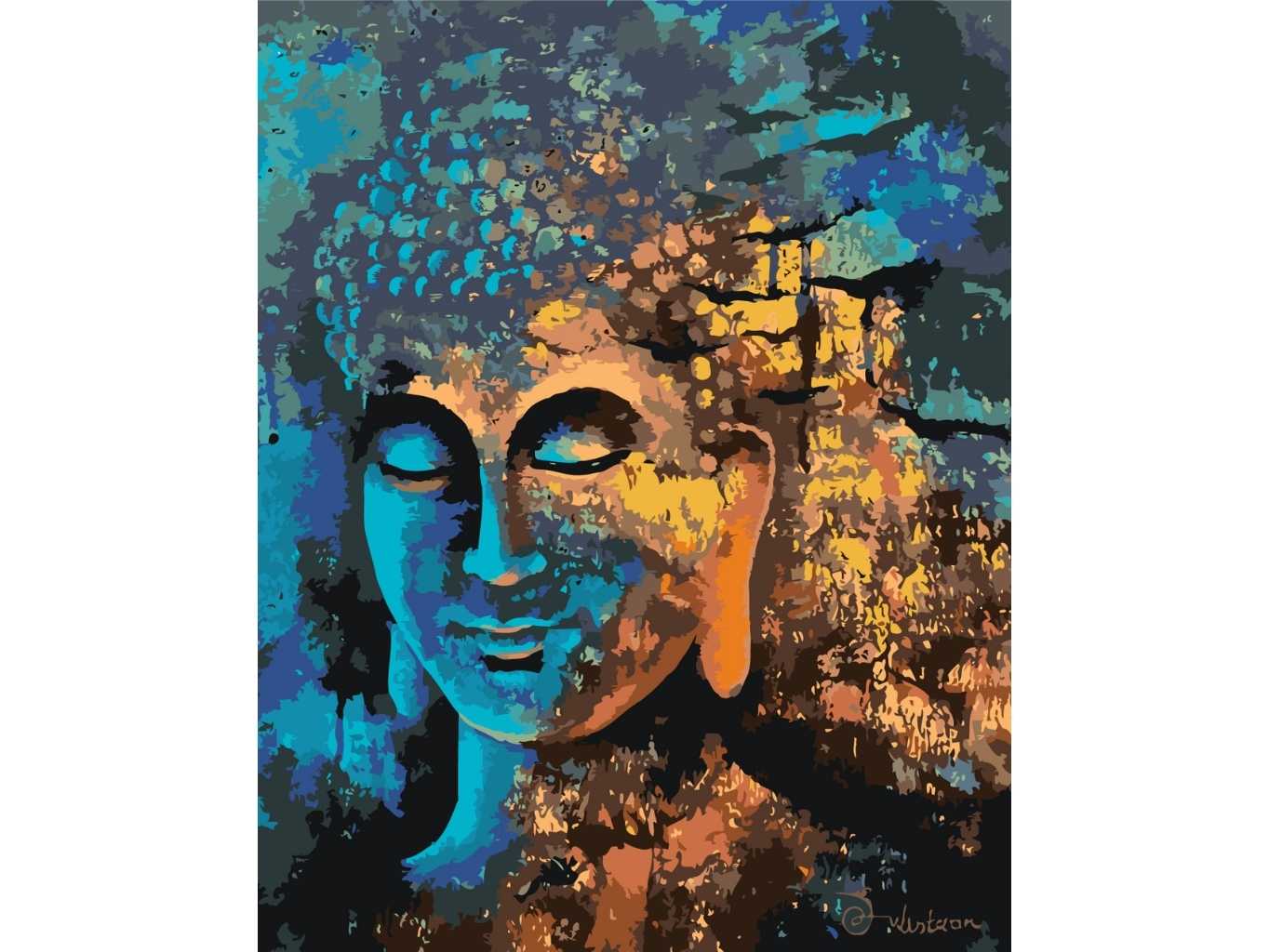 MALUJEŠ Malování podle čísel - GULISTAAN - BUDDHA A ČERNÉ VRÁNY Rozměr: 40x50 cm, Rámování: bez rámu a bez vypnutí plátna