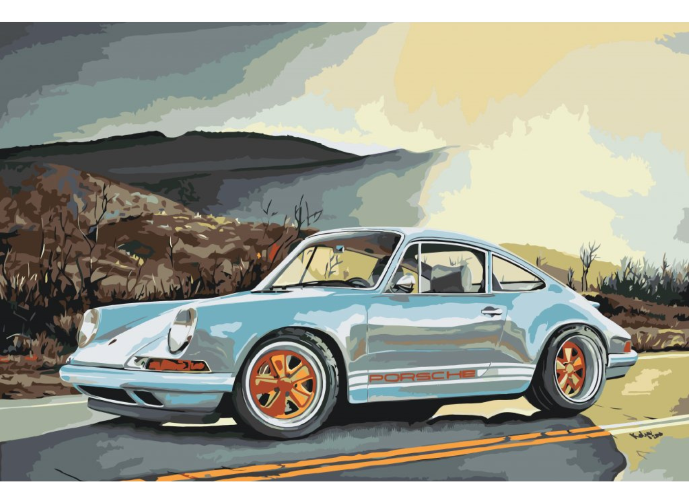 MALUJEŠ Malování podle čísel - KOLJA - PORSCHE Rozměr: 40x60 cm, Rámování: vypnuté plátno na rám