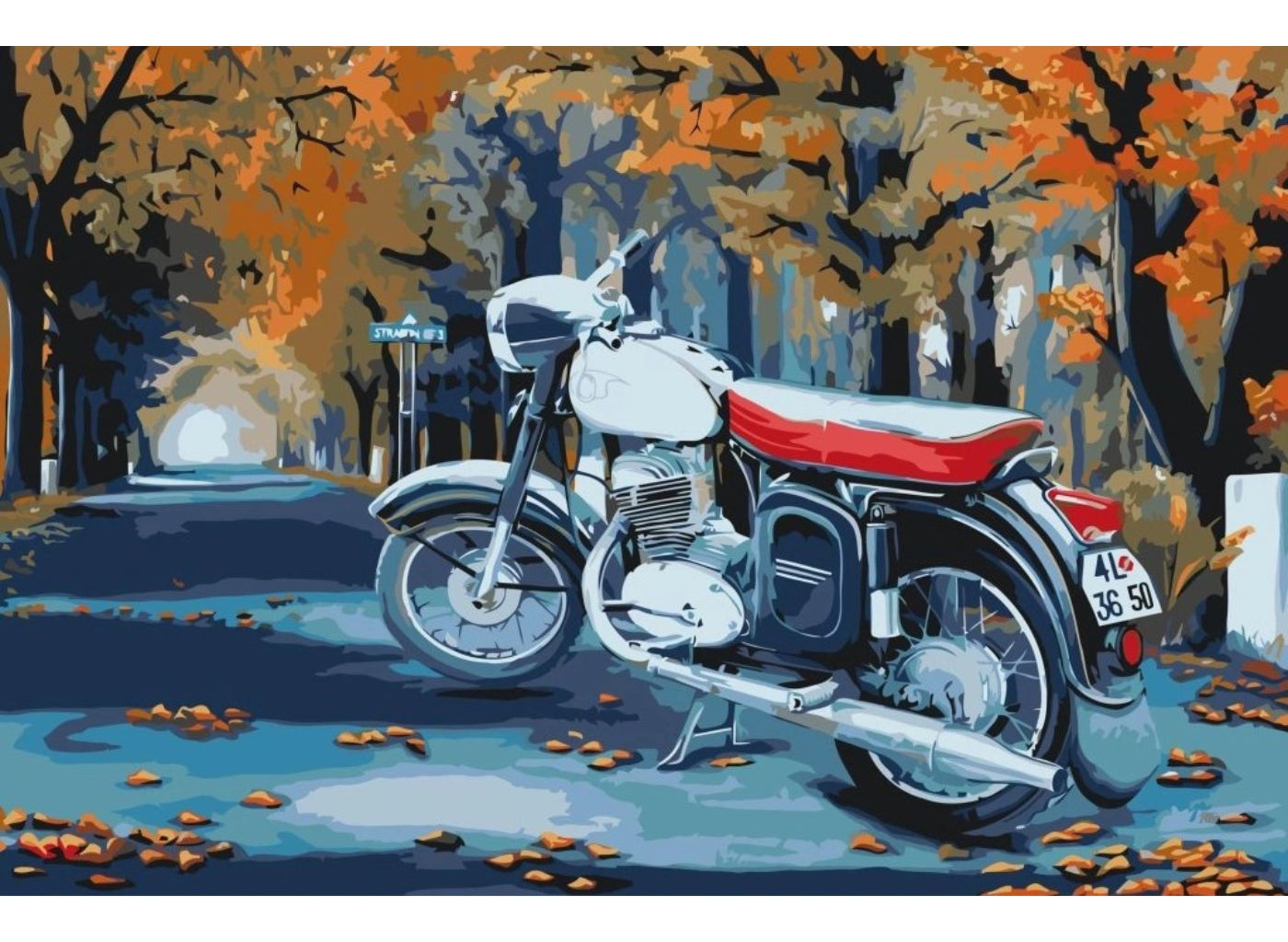MALUJEŠ Malování podle čísel - KOLJA - ČZ 250 / 455 NA PODZIM Rozměr: 40 x 60 cm, Rámování: bez rámu a bez vypnutí plátna