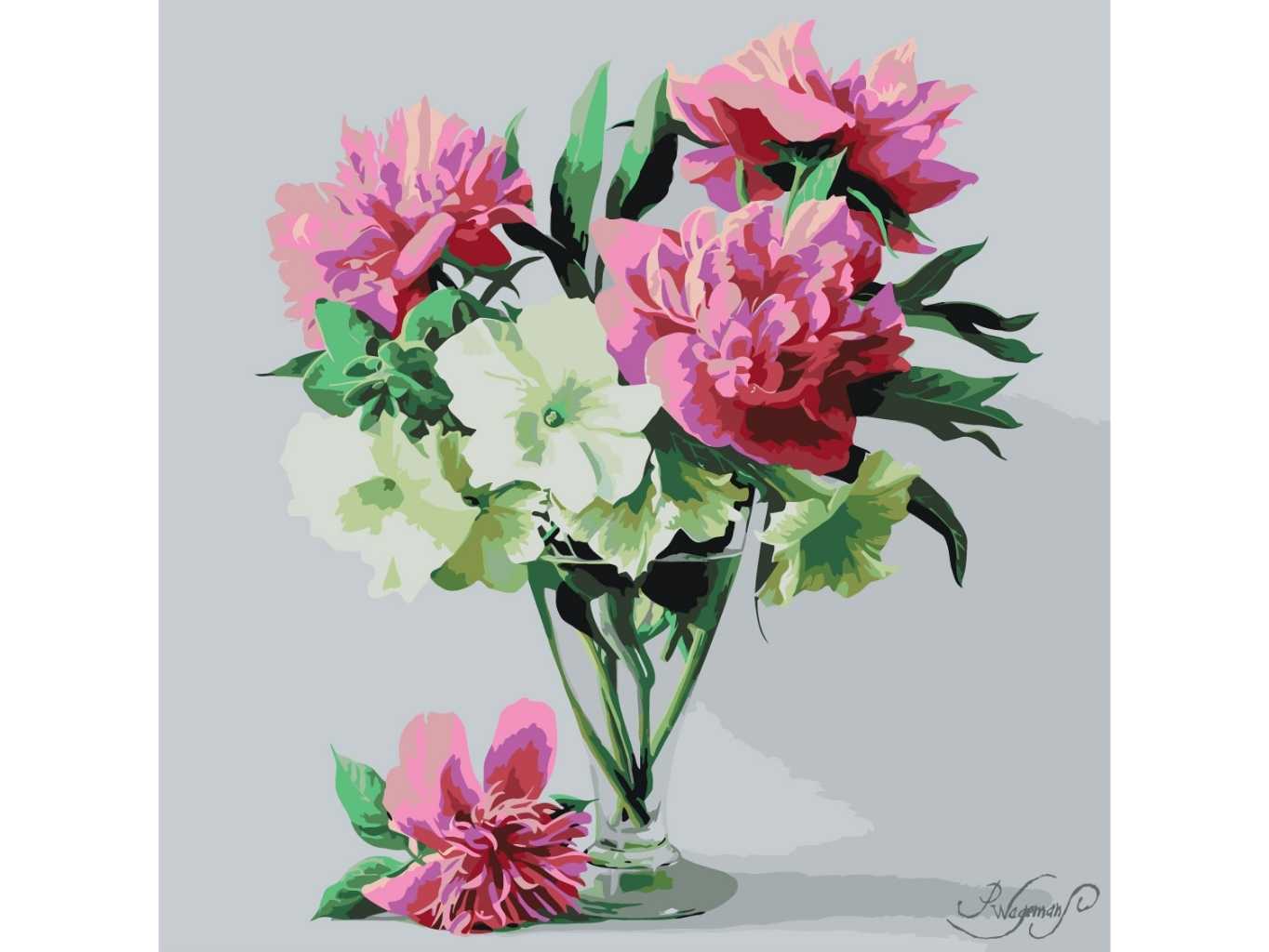 MALUJEŠ Malování podle čísel - PIETER WAGEMANS - KYTICE ŠTĚSTÍ Rozměr: 80x80 cm, Rámování: vypnuté plátno na rám
