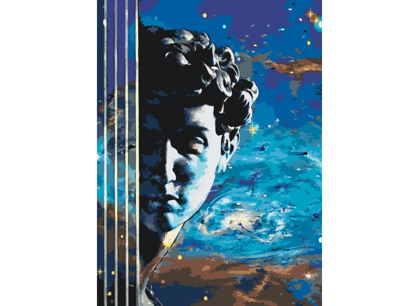MALUJEŠ Malování podle čísel - JOSHUA DAIL - DAVID A VESMÍR Rozměr: 60x80 cm, Rámování: bez rámu a bez vypnutí plátna