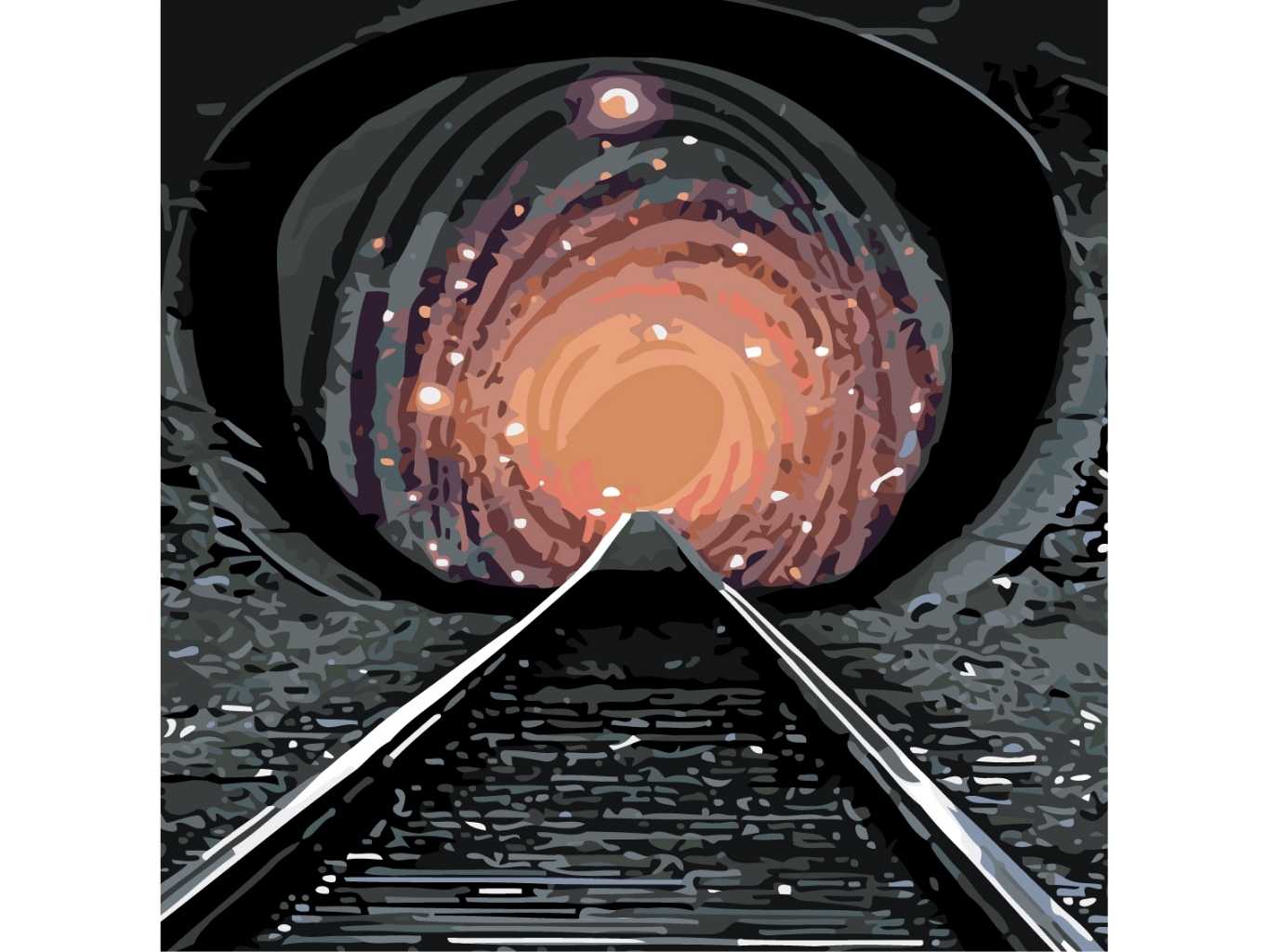 MALUJEŠ Malování podle čísel - JOSHUA DAIL - SVĚTLO NA KONCI TUNELU Rozměr: 50x50 cm, Rámování: bez rámu a bez vypnutí plátna