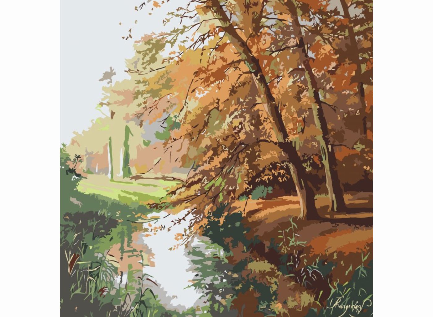 MALUJEŠ Malování podle čísel - PIETER WAGEMANS - PARK VORDENSTEIN V BELGII Rozměr: 50 x 50 cm, Rámování: bez rámu a bez vypnutí plátna