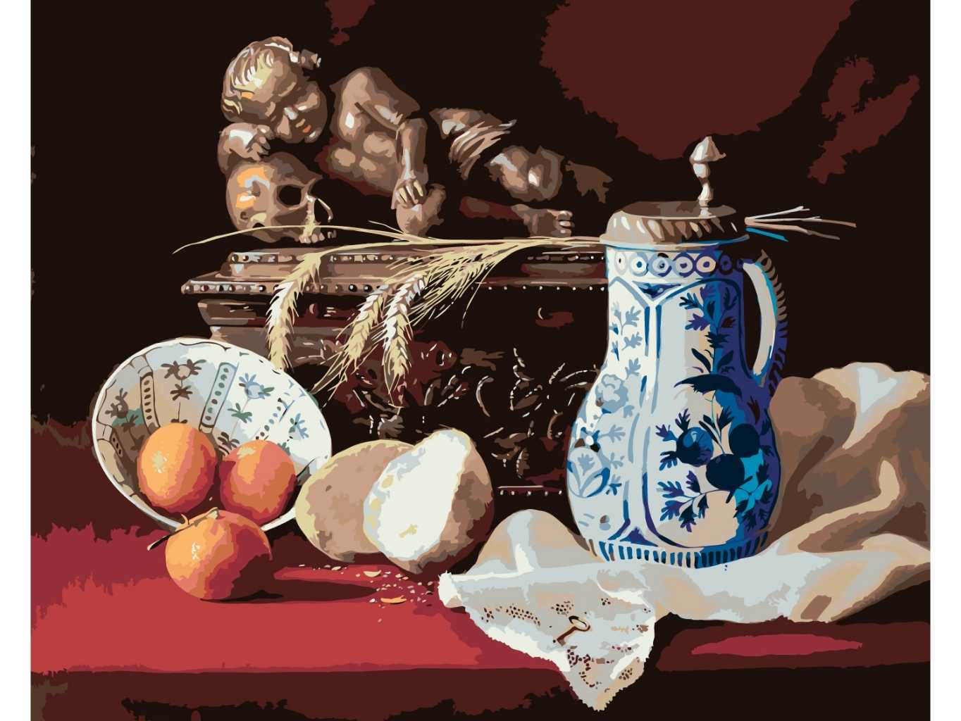 MALUJEŠ Malování podle čísel - PIETER WAGEMANS - KUCHYŇSKÉ ZÁTIŠÍ Rozměr: 40x50 cm, Rámování: bez rámu a bez vypnutí plátna
