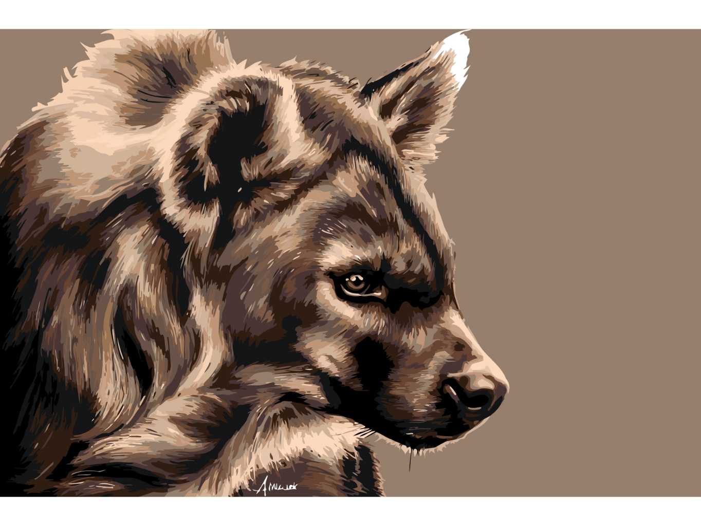 MALUJEŠ Malování podle čísel - AGNIESZKA MLECZEK - HYENA - TMAVÁ Rozměr: 40x60 cm, Rámování: bez rámu a bez vypnutí plátna