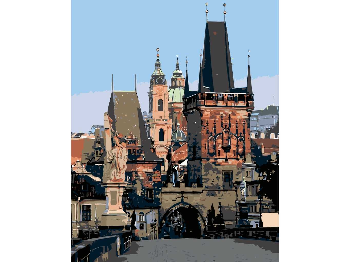 MALUJEŠ Malování podle čísel - MALOSTRANSKÉ MOSTECKÉ VĚŽE Rozměr: 30x40 cm, Rámování: vypnuté plátno na rám