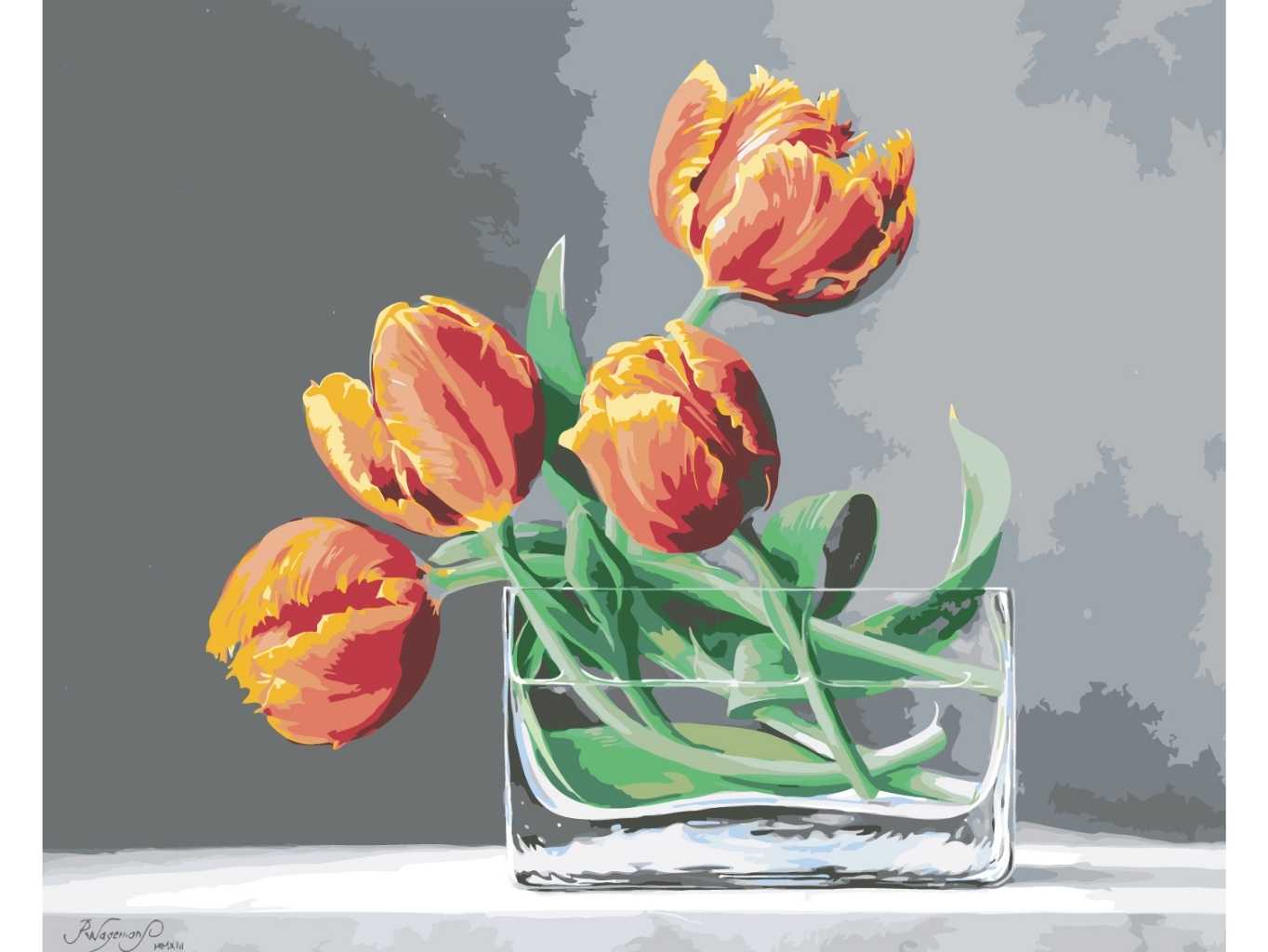 MALUJEŠ Malování podle čísel - PIETER WAGEMANS - OHNIVÉ TULIPÁNY Rozměr: 80x100 cm, Rámování: bez rámu a bez vypnutí plátna