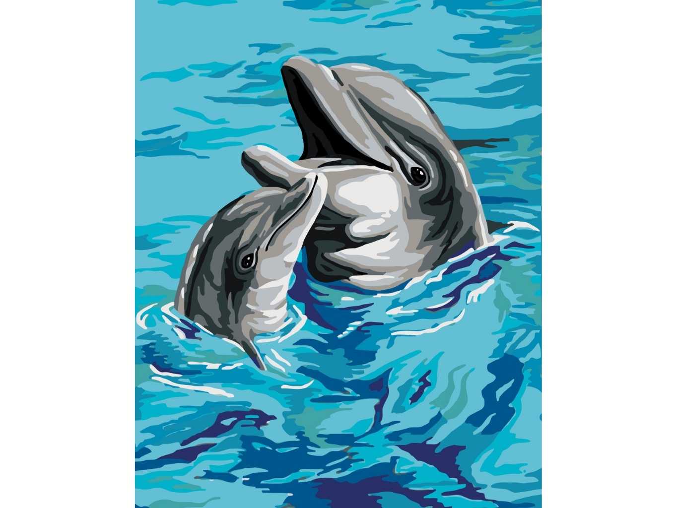 MALUJEŠ Malování podle čísel - DELFÍN S MLÁDĚTEM Rozměr: 40x50 cm, Rámování: bez rámu a bez vypnutí plátna