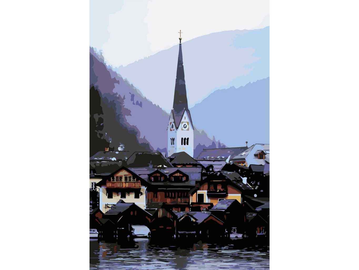 MALUJEŠ Malování podle čísel - POHLED NA HALLSTATT Rozměr: 80x120 cm, Rámování: vypnuté plátno na rám