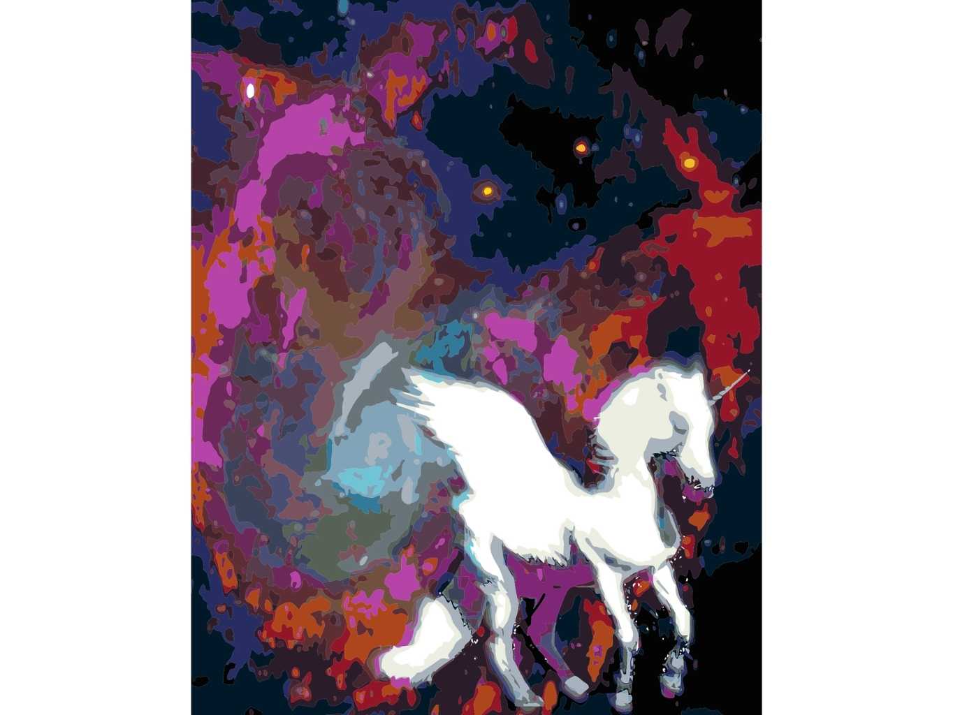 MALUJEŠ Malování podle čísel - JOSHUA DAIL - BÍLÝ JEDNOROŽEC Rozměr: 80x100 cm, Rámování: vypnuté plátno na rám