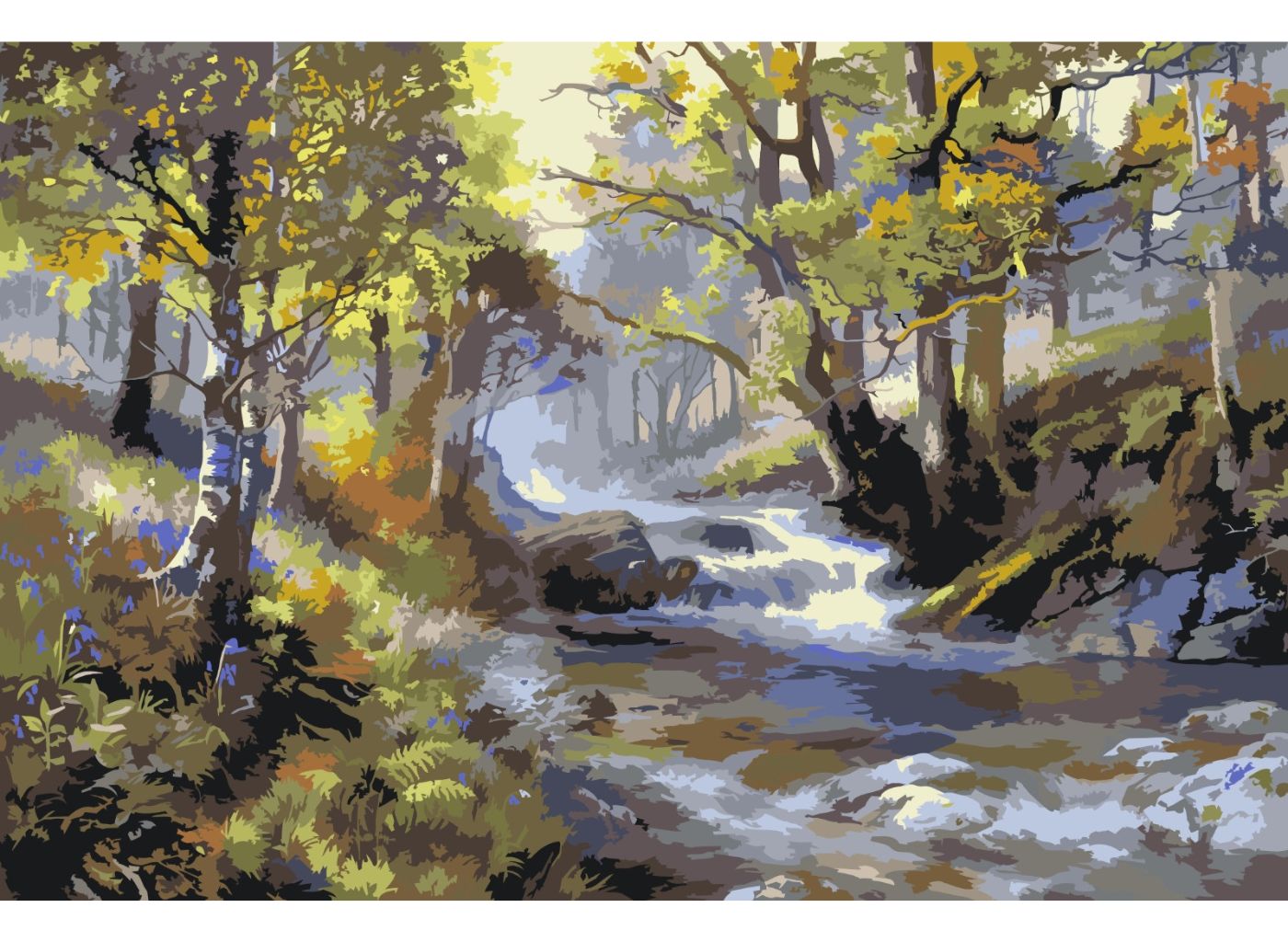 MALUJEŠ Malování podle čísel - PODÉL ŘEKY - GRAHAM TWYFORD / IBD LICENSING UK Rozměr: 60x80 cm, Rámování: vypnuté plátno na rám