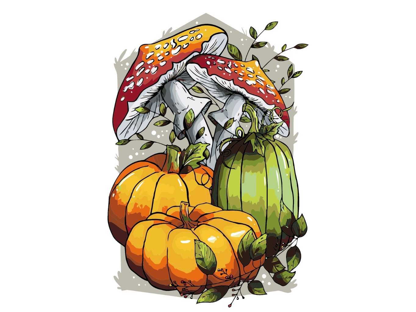 MALUJEŠ Malování podle čísel - AGNIESZKA MLECZEK - MOCHOMŮRKA ČERVENÁ A DÝNĚ Rozměr: 60x80 cm, Rámování: vypnuté plátno na rám