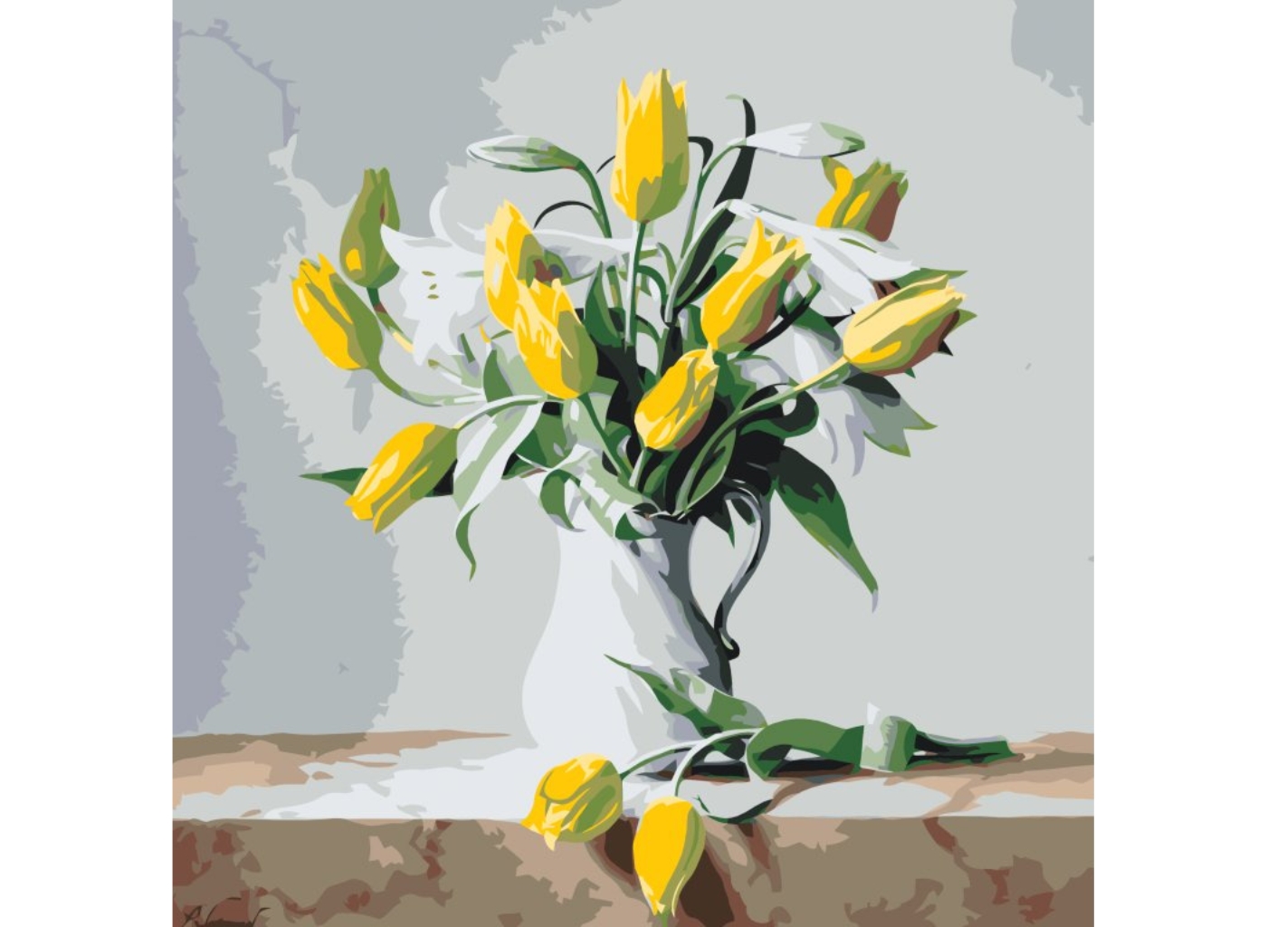 MALUJEŠ Malování podle čísel - PIETER WAGEMANS - ŽLUTÉ TULIPÁNY Rozměr: 80x80 cm, Rámování: vypnuté plátno na rám