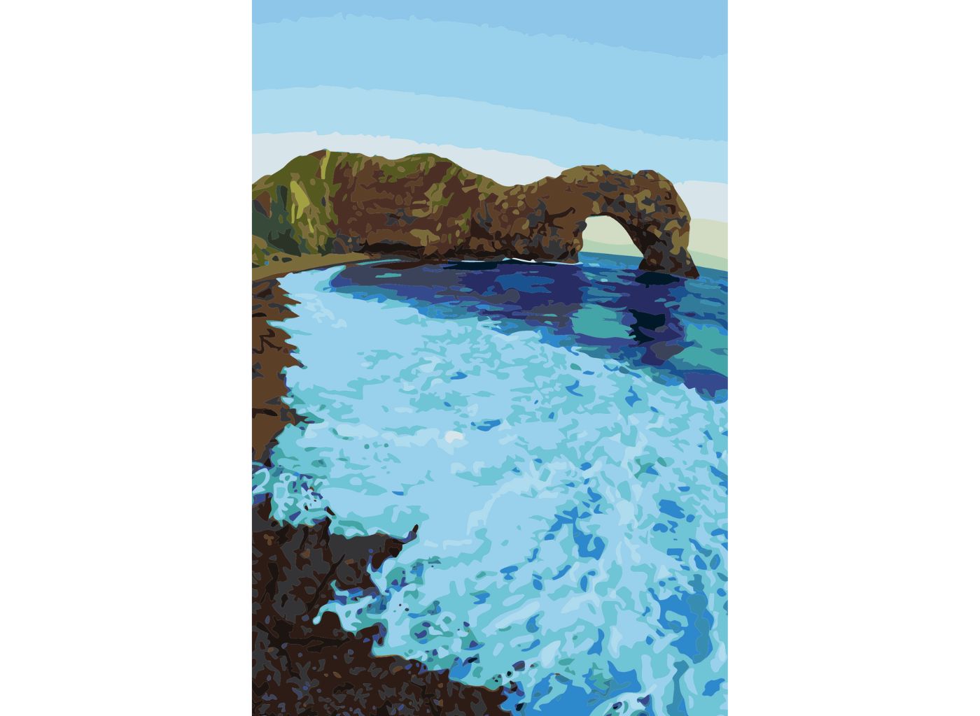 MALUJEŠ Malování podle čísel - TATIANA HEPPLEWHITE - SKALNÍ BRÁNA DURDLE DOOR Rozměr: 60x80 cm, Rámování: bez rámu a bez vypnutí plátna