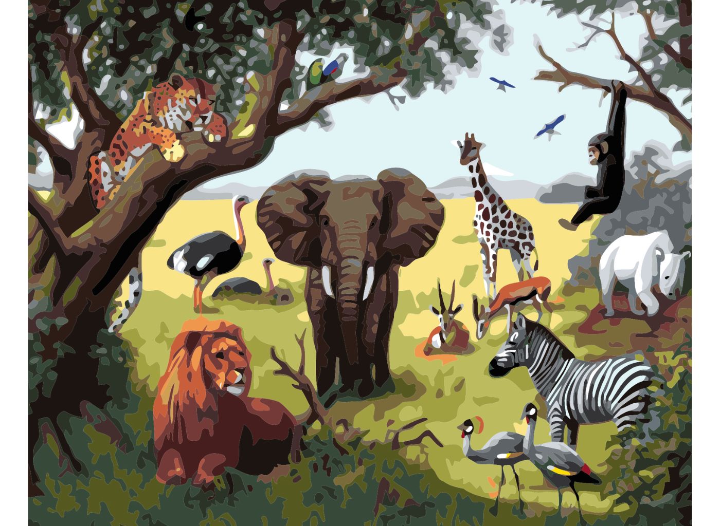 MALUJEŠ Malování podle čísel - AFRICKÁ ZVÍŘATA - DAPHNE BAXTER / IBD LICENSING UK Rozměr: 30x40 cm, Rámování: bez rámu a bez vypnutí plátna
