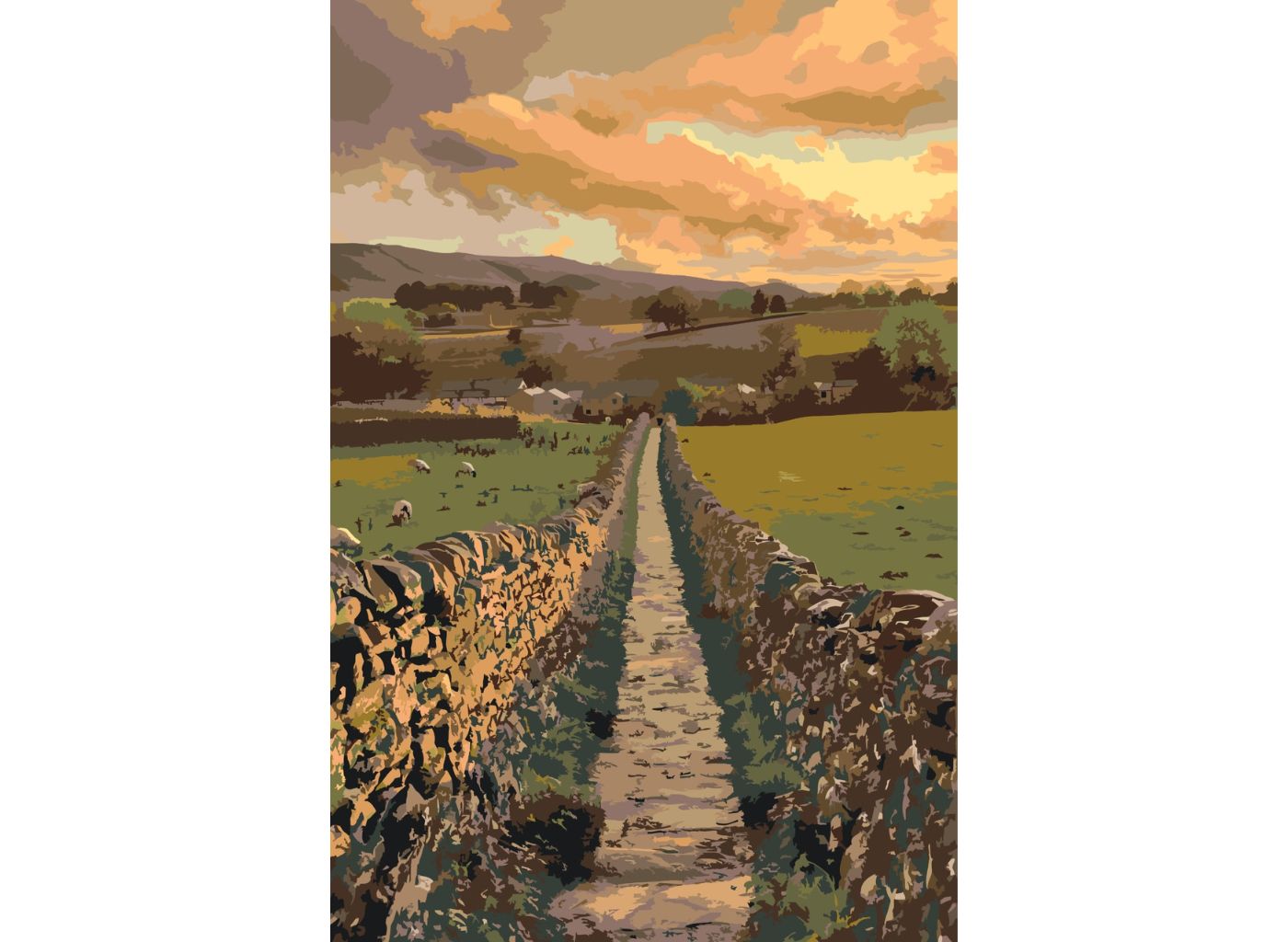 MALUJEŠ Malování podle čísel - TATIANA HEPPLEWHITE - CESTA V GRASSINGTON, ANGLIE Rozměr: 40x60 cm, Rámování: vypnuté plátno na rám
