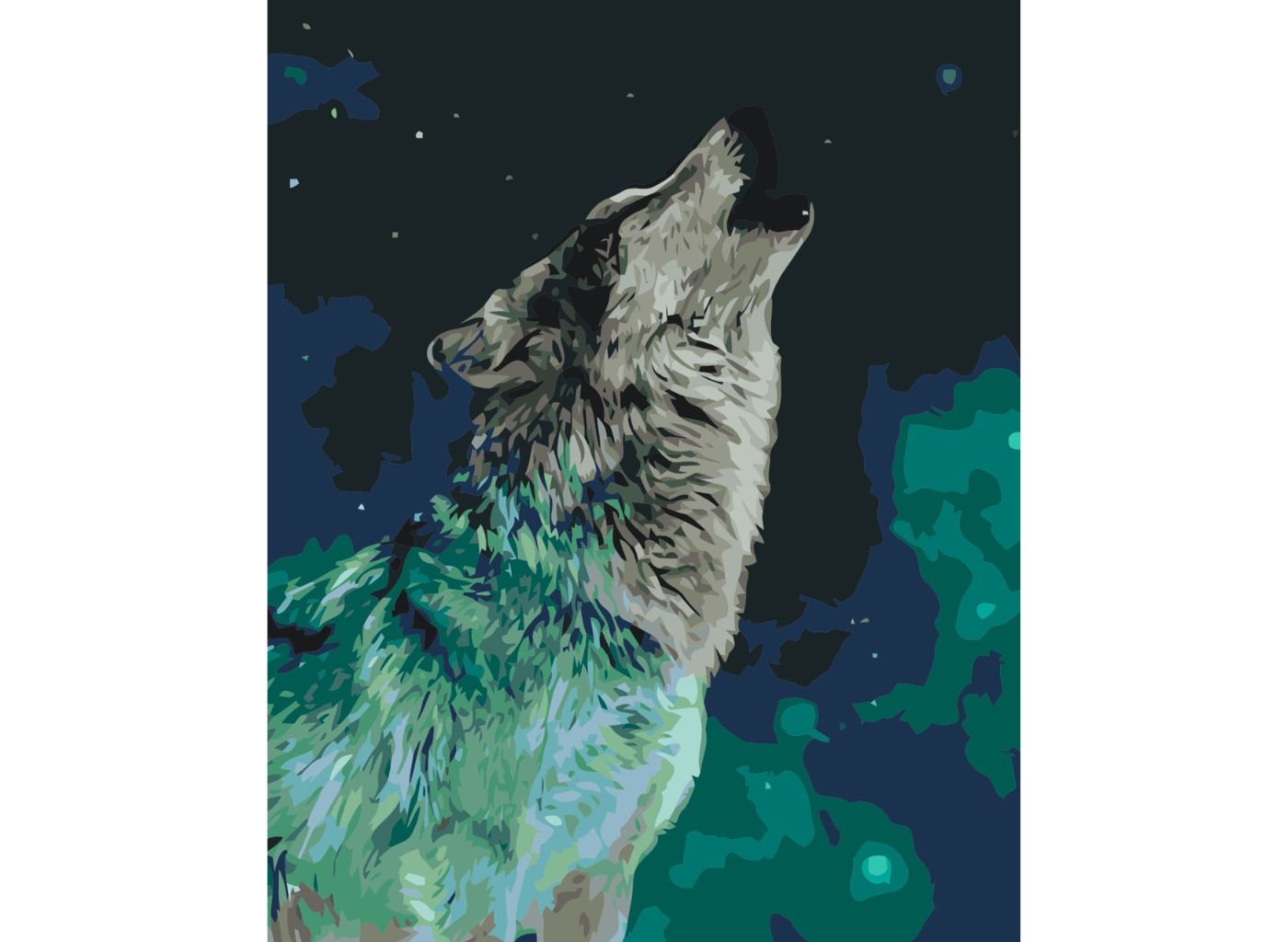 MALUJEŠ Malování podle čísel - AGNIESZKA MLECZEK - VLK A POLÁRNÍ ZÁŘE Rozměr: 40x50 cm, Rámování: vypnuté plátno na rám