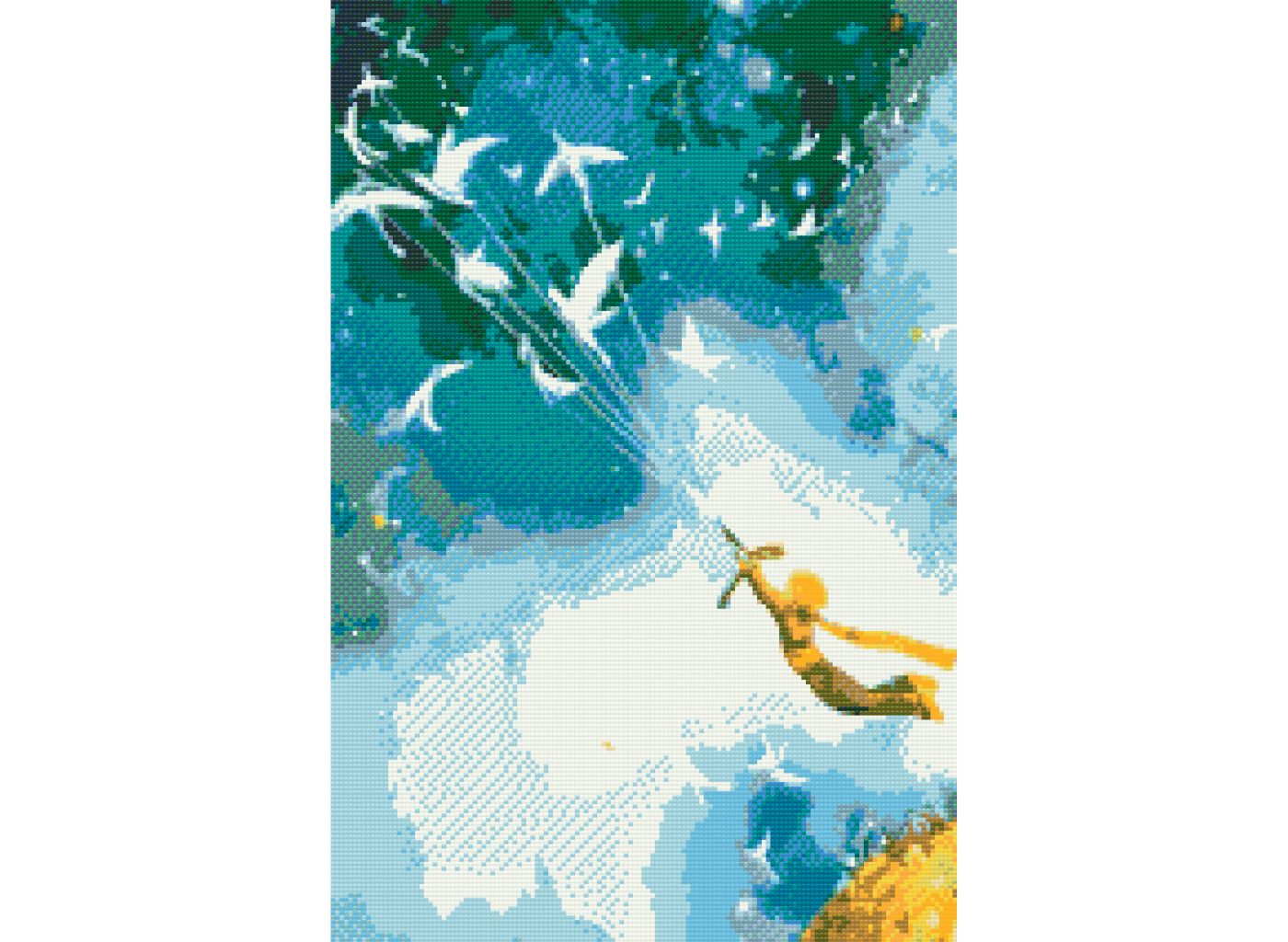 MALUJEŠ Diamantové malování - MALÝ PRINC A HOLUBICE Rozměr: 40x60 cm, Rámování: vypnuté plátno na rám