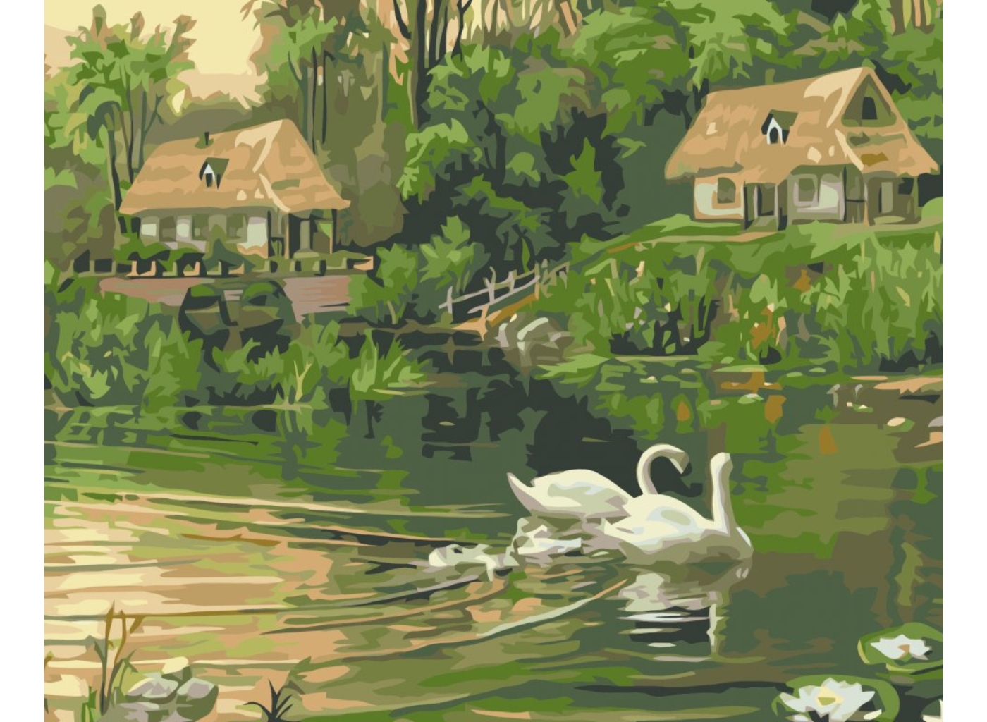 MALUJEŠ Malování podle čísel - LABUTĚ NA JEZEŘE Rozměr: 80x100 cm, Rámování: bez rámu a bez vypnutí plátna