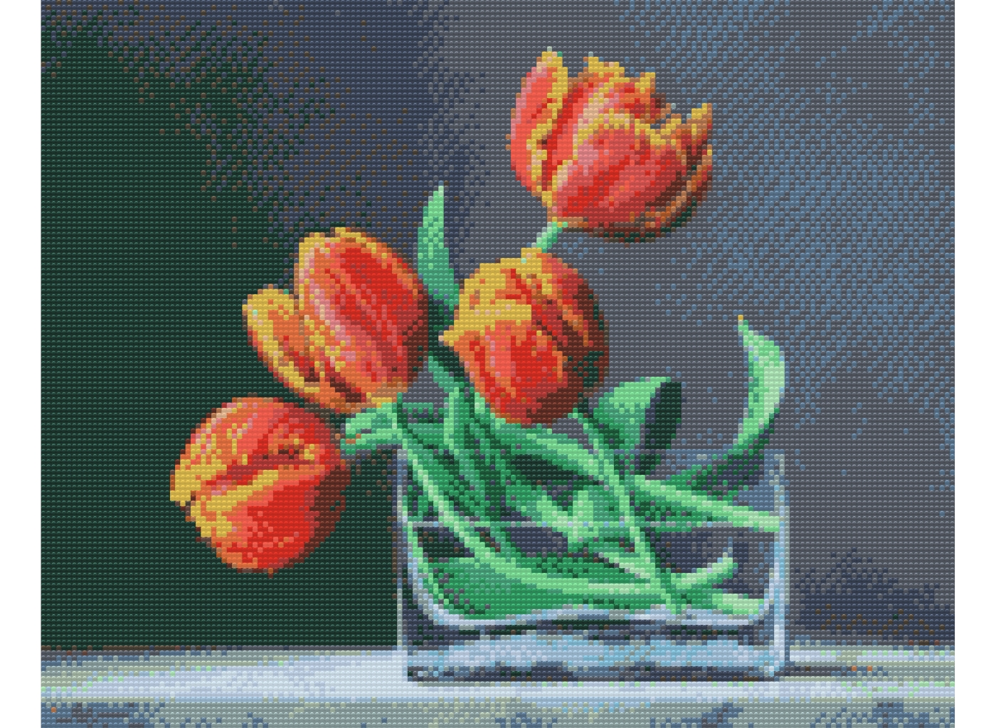 Levně Diamantové malování - PIETER WAGEMANS - OHNIVÉ TULIPÁNY Rozměr: 30x40 cm, Rámování: bez rámu a bez vypnutí plátna