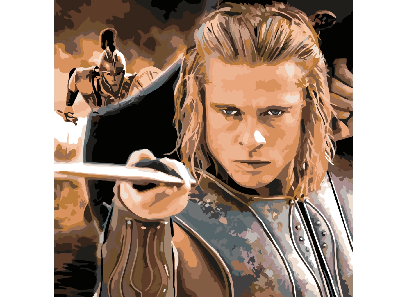 MALUJEŠ Malování podle čísel - BRAD PITT - TROJA Rozměr: 50x50 cm, Rámování: bez rámu a bez vypnutí plátna