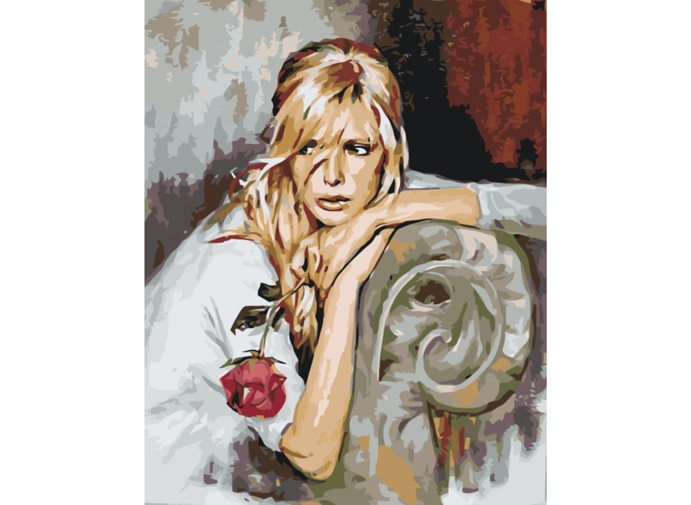 MALUJEŠ Malování podle čísel - ZASNĚNÁ ŽENA S RŮŽÍ Rozměr: 60x80 cm, Rámování: bez rámu a bez vypnutí plátna
