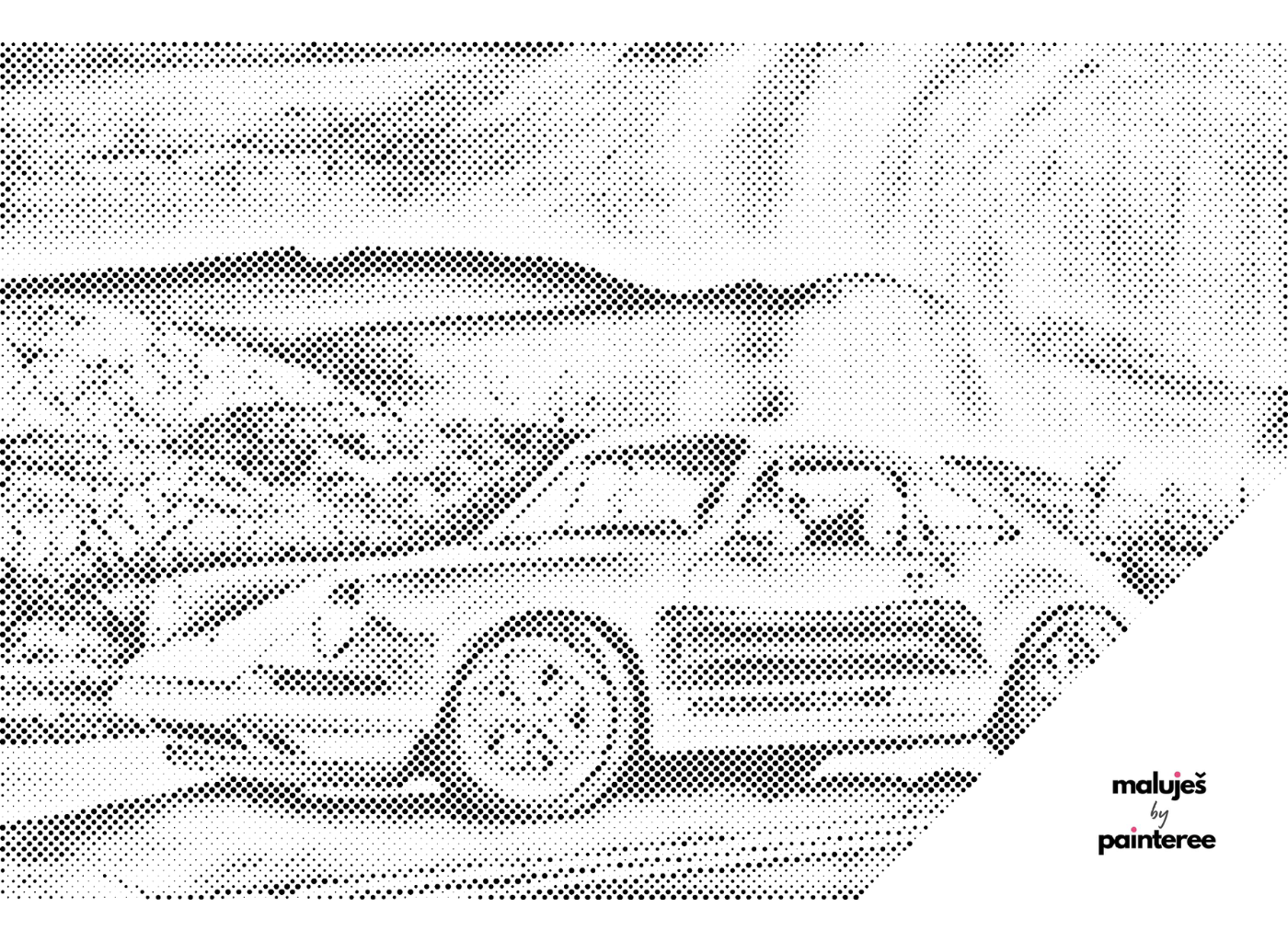 MALUJEŠ Tečkování - KOLJA - PORSCHE Barva: Modrá, Rozměr: 80x120 cm, Rámování: bez rámu a bez vypnutí plátna