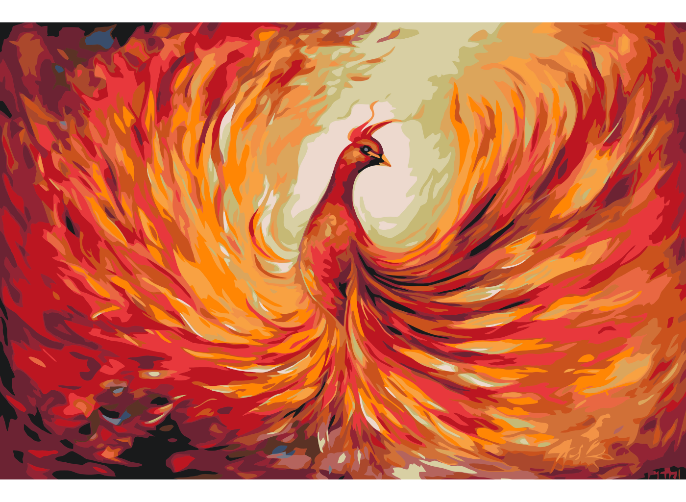 MALUJEŠ Malování podle čísel - OHNIVÝ PÁV Rozměr: 60x80 cm, Rámování: vypnuté plátno na rám