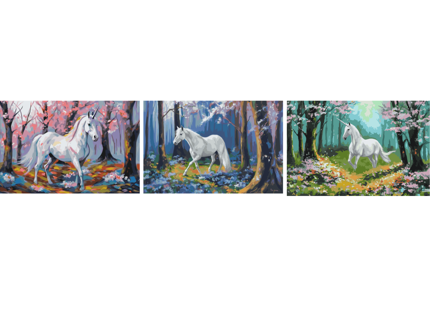 MALUJEŠ Malování podle čísel - SET JEDNOROŽEC V ROZKVETLÉM LESE Rozměr: 60x80 cm, Rámování: bez rámu a bez vypnutí plátna