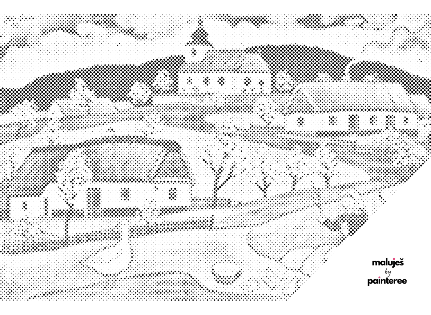 MALUJEŠ Tečkování - JOSEF LADA - HUSOPASKA Barva: Černá, Rozměr: 60x80 cm, Rámování: vypnuté plátno na rám