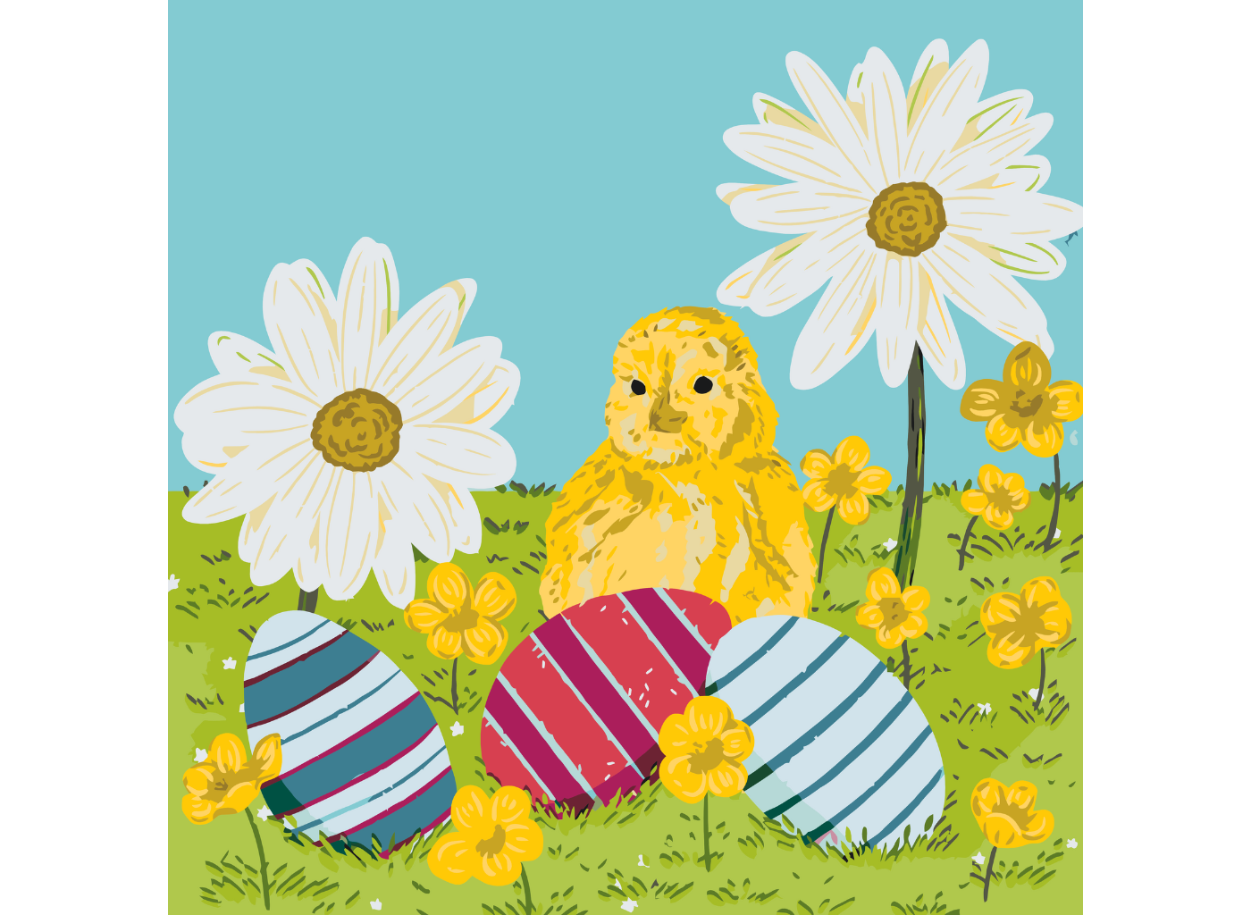 MALUJEŠ Malování podle čísel - ALEXINA THIELEMANS - KUŘÁTKO S VAJÍČKY Rozměr: 80x80 cm, Rámování: vypnuté plátno na rám
