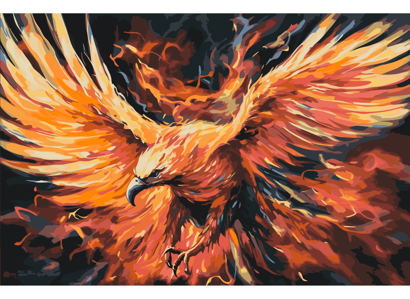 MALUJEŠ Malování podle čísel - OHNIVÝ OREL Rozměr: 80x120 cm, Rámování: vypnuté plátno na rám
