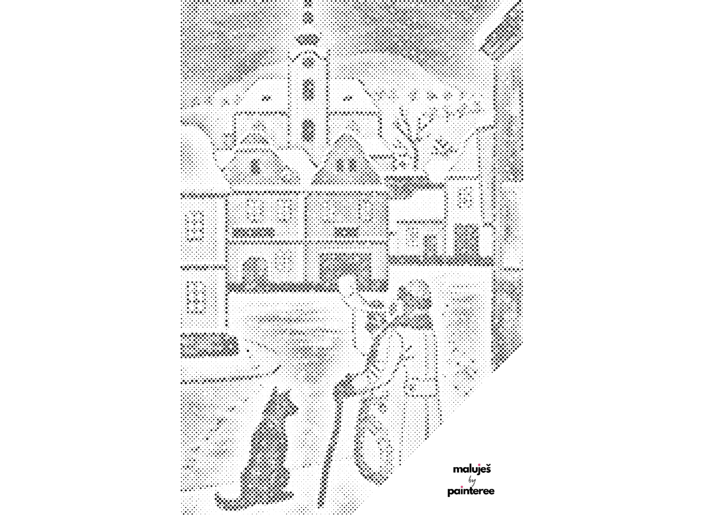 MALUJEŠ Tečkování - JOSEF LADA - PONOCNÝ Barva: Zelená, Rozměr: 60x80 cm, Rámování: bez rámu a bez vypnutí plátna