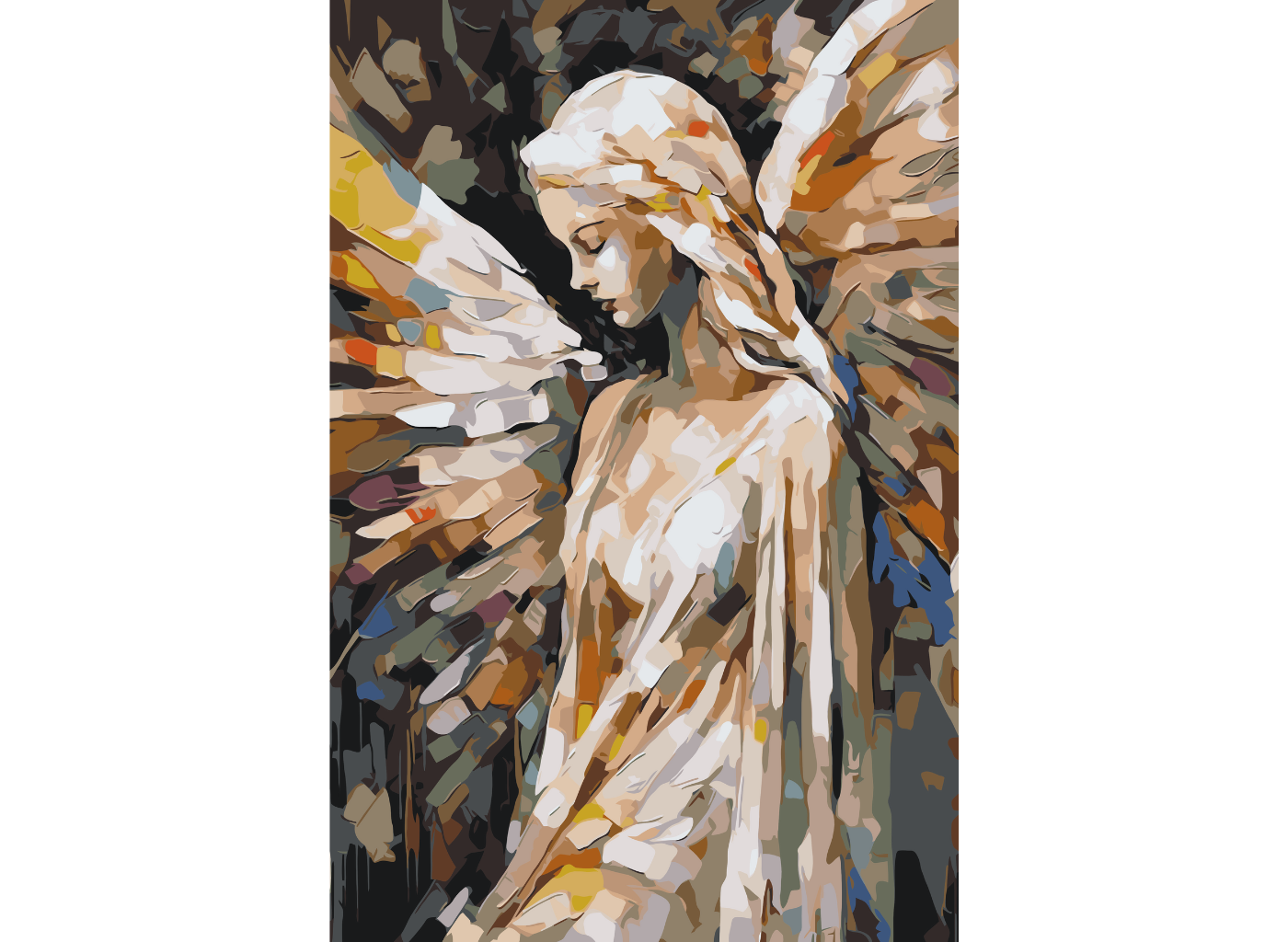 MALUJEŠ Malování podle čísel - ANDĚL V ABSTRAKCI Rozměr: 40x60 cm, Rámování: bez rámu a bez vypnutí plátna