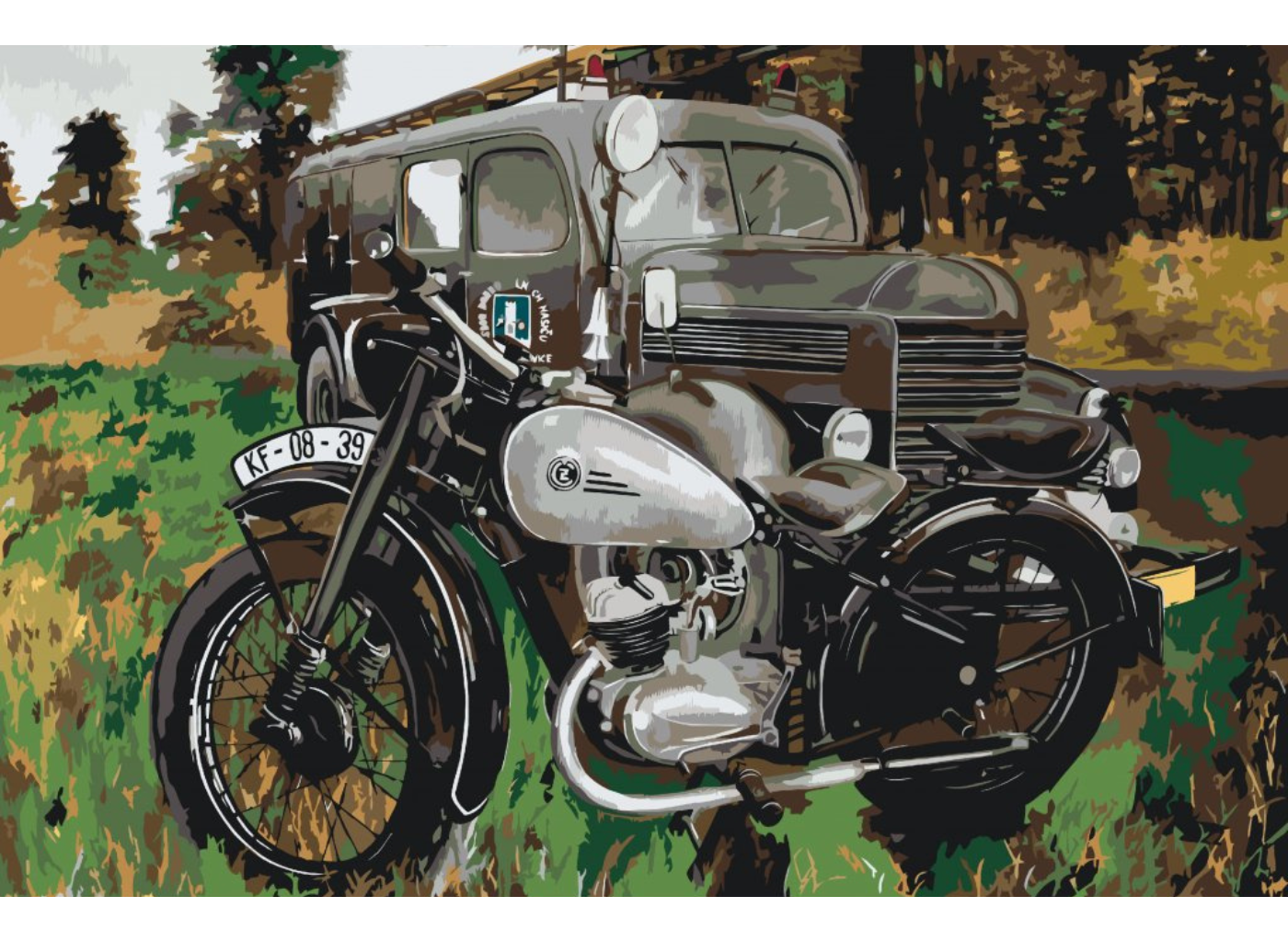 MALUJEŠ Malování podle čísel - KOLJA - ČZ 150 C S RN Rozměr: 40x60 cm, Rámování: vypnuté plátno na rám