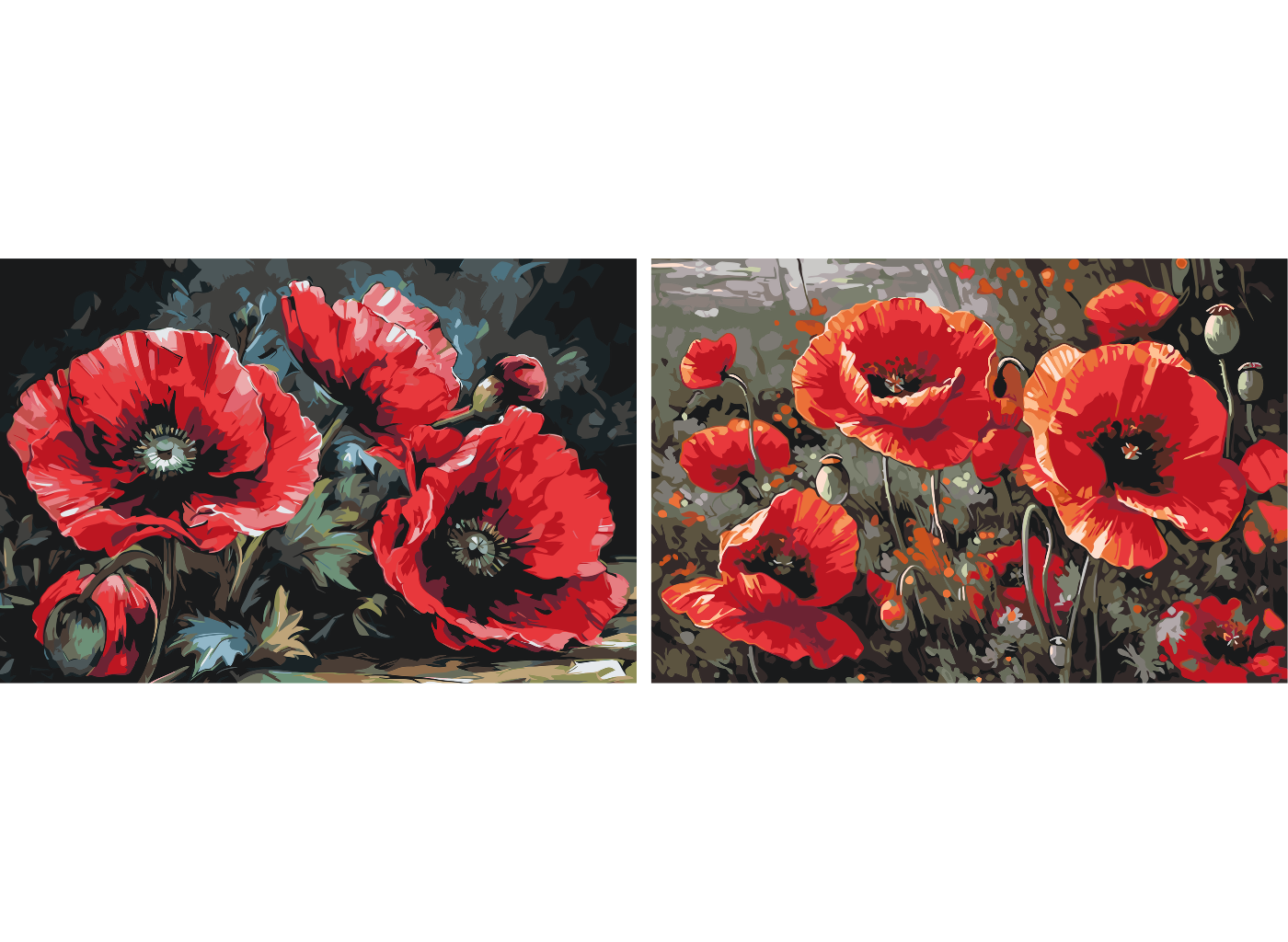 MALUJEŠ Malování podle čísel - SET KVĚTY ČERVENÝCH VLČÍCH MÁKŮ Rozměr: 60x80 cm, Rámování: bez rámu a bez vypnutí plátna