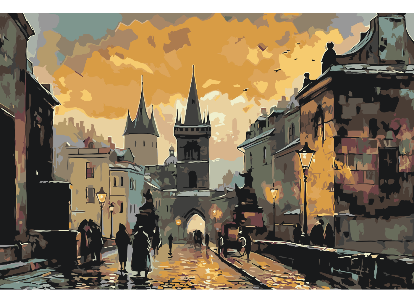 MALUJEŠ Malování podle čísel - STARODÁVNÁ PRAHA Rozměr: 40x60 cm, Rámování: bez rámu a bez vypnutí plátna