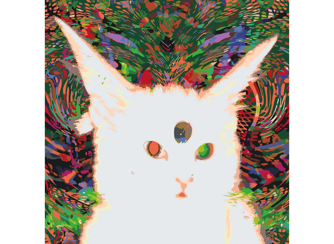 MALUJEŠ Malování podle čísel - JOSHUA DAIL - TŘETÍ OKO KOČKY Rozměr: 80x80 cm, Rámování: bez rámu a bez vypnutí plátna