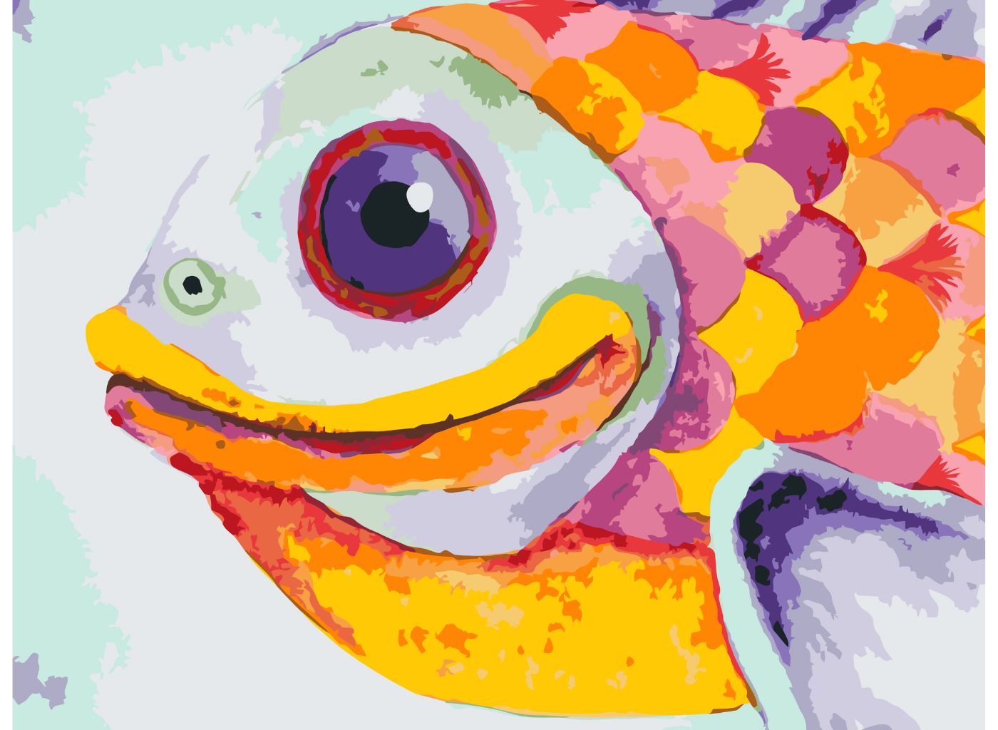 MALUJEŠ Malování podle čísel - KATEŘINA MAREYI - BAREVNÁ RYBIČKA Rozměr: 30x40 cm, Rámování: vypnuté plátno na rám