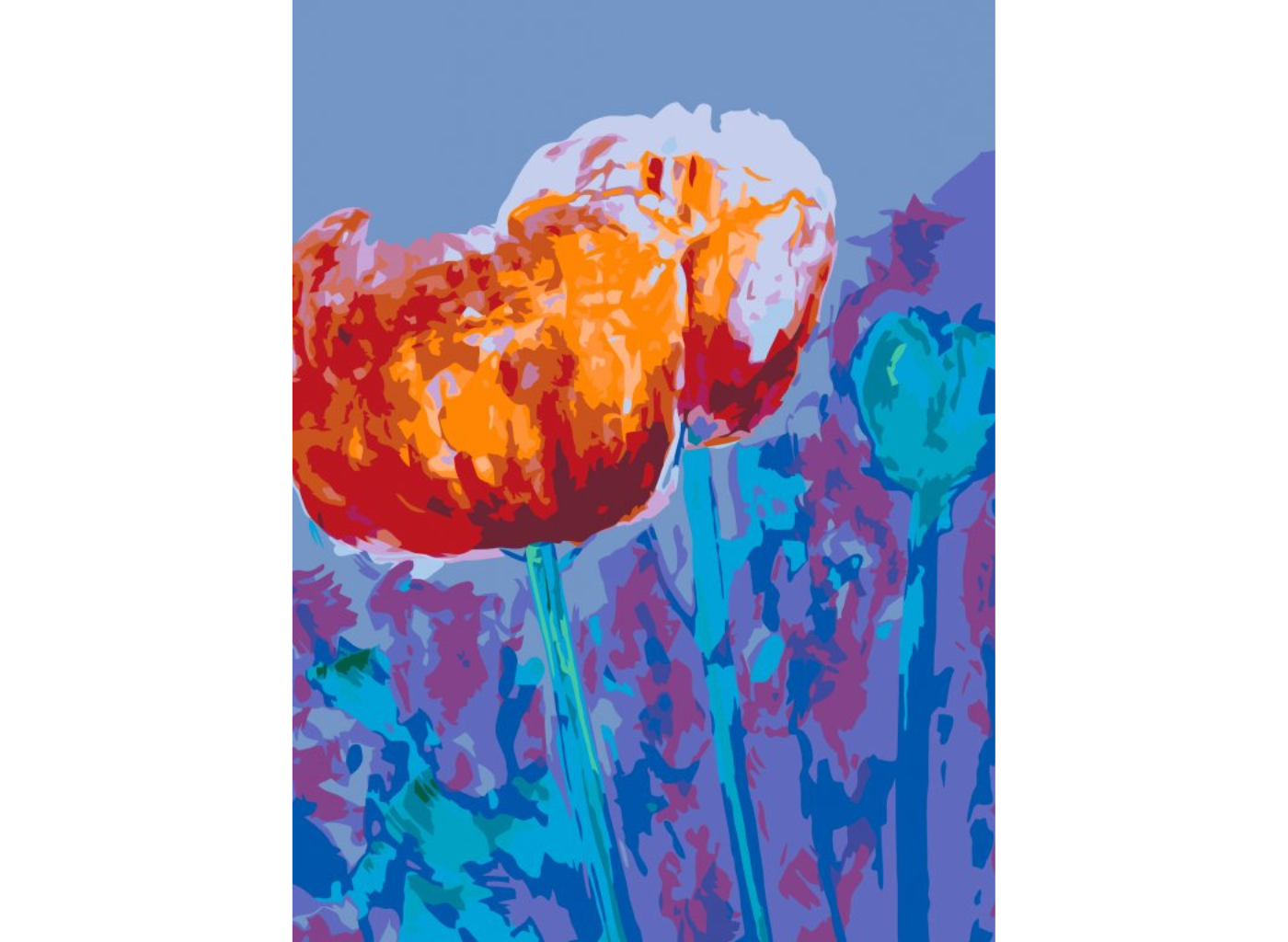 MALUJEŠ Malování podle čísel - OBRAZY OD MARIANNE - VLČÍ MÁKY V ABSTRAKCI Rozměr: 40x50 cm, Rámování: bez rámu a bez vypnutí plátna