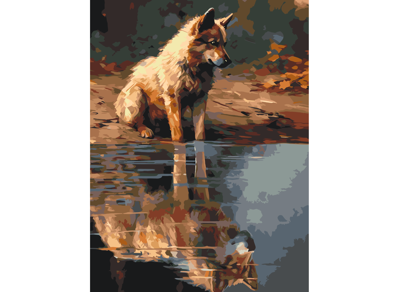 MALUJEŠ Malování podle čísel - ODRAZ VLKA Rozměr: 30x40 cm, Rámování: bez rámu a bez vypnutí plátna