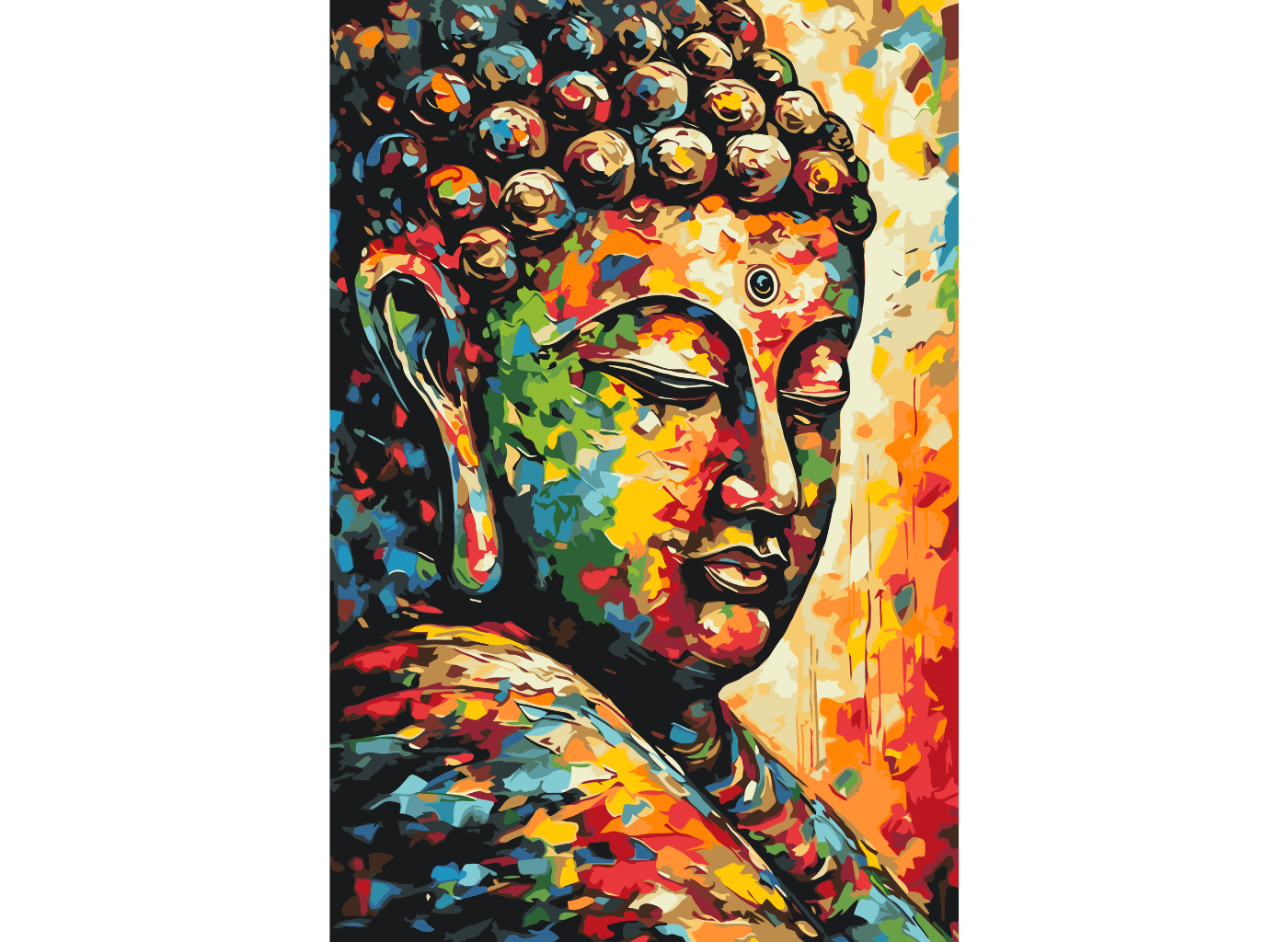 MALUJEŠ Malování podle čísel - BUDDHA V BARVÁCH Rozměr: 60x80 cm, Rámování: bez rámu a bez vypnutí plátna