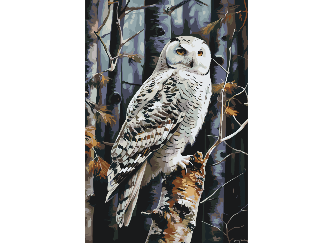 MALUJEŠ Malování podle čísel - SOVA SNĚŽNÁ Rozměr: 80x120 cm, Rámování: bez rámu a bez vypnutí plátna