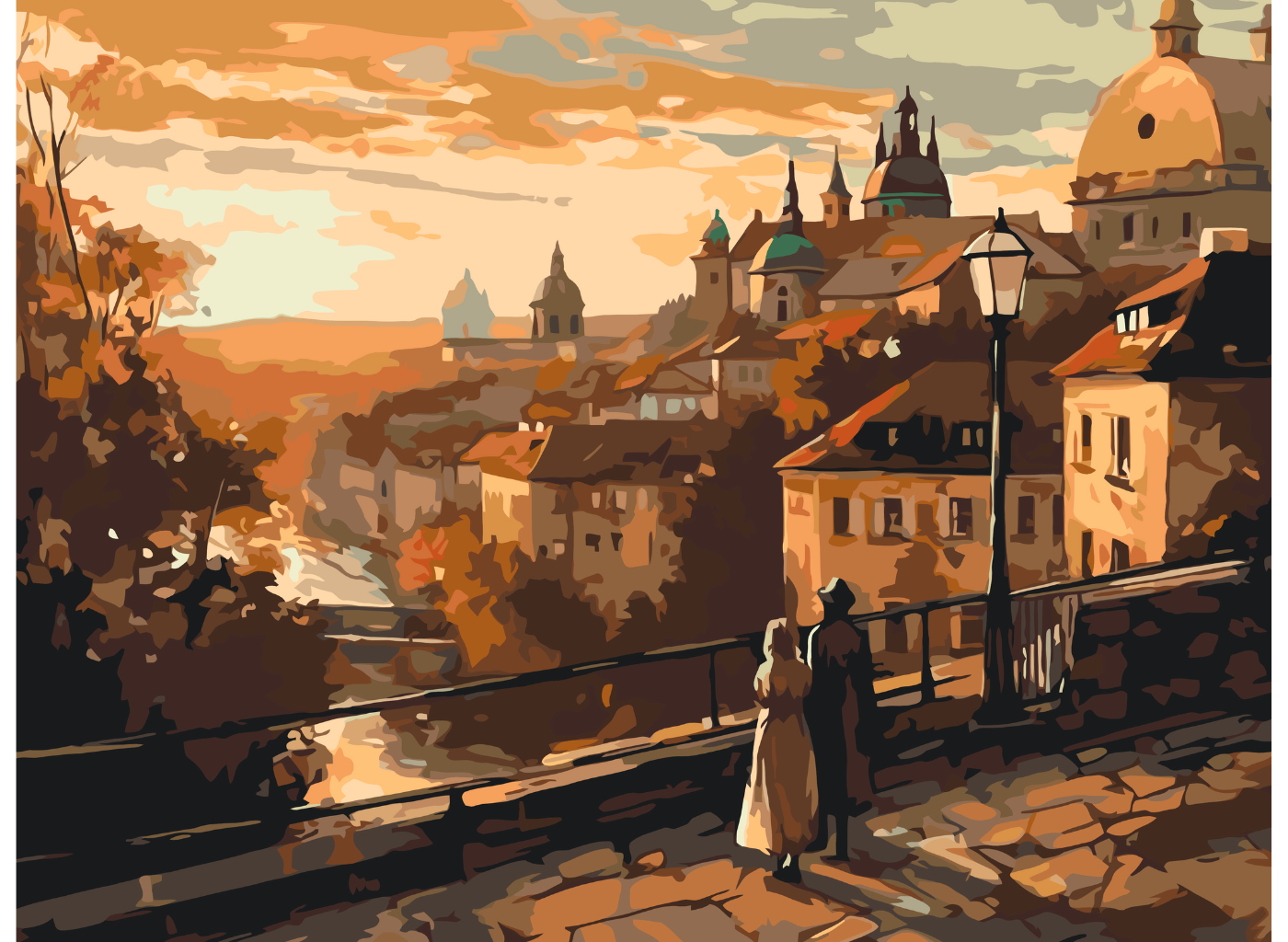 MALUJEŠ Malování podle čísel - STARODÁVNÁ PRAHA II Rozměr: 30x40 cm, Rámování: vypnuté plátno na rám